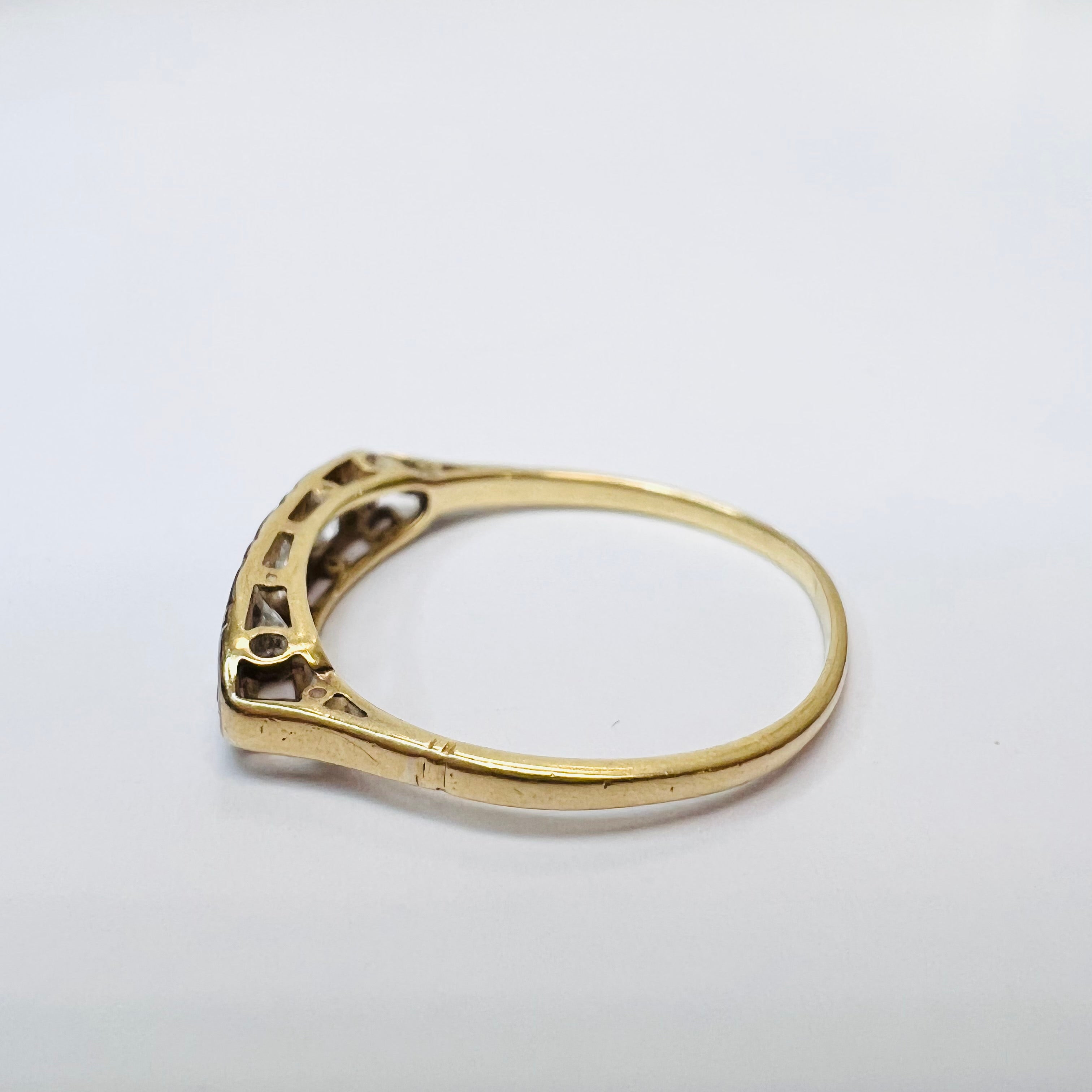Antique 18K Yellow Gold and Platinum 0.45CTW Diamond Ring Band Size 8