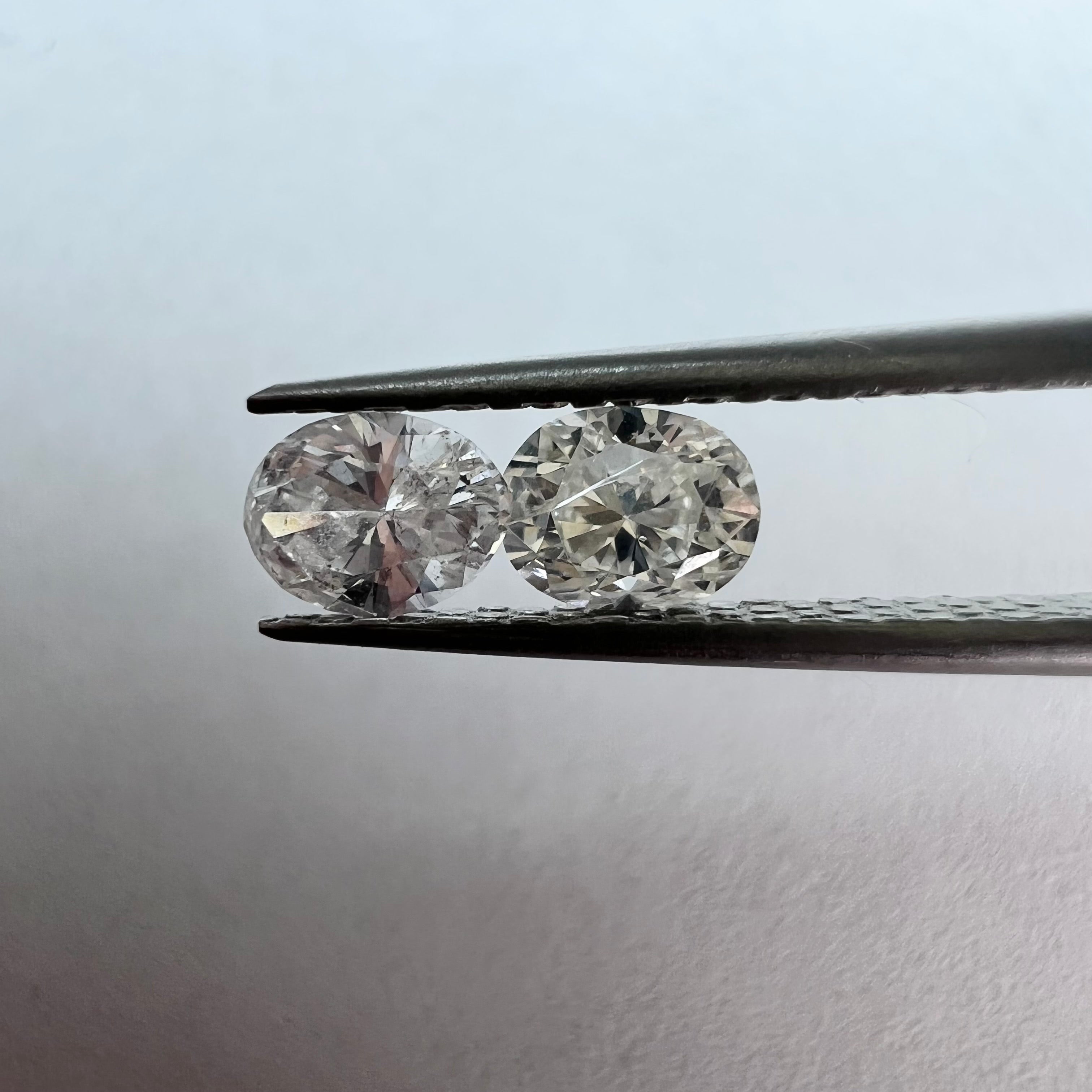 .56CTW Pair of Natural Oval Cut Diamonds SI2 K-M Natural and Earth mined