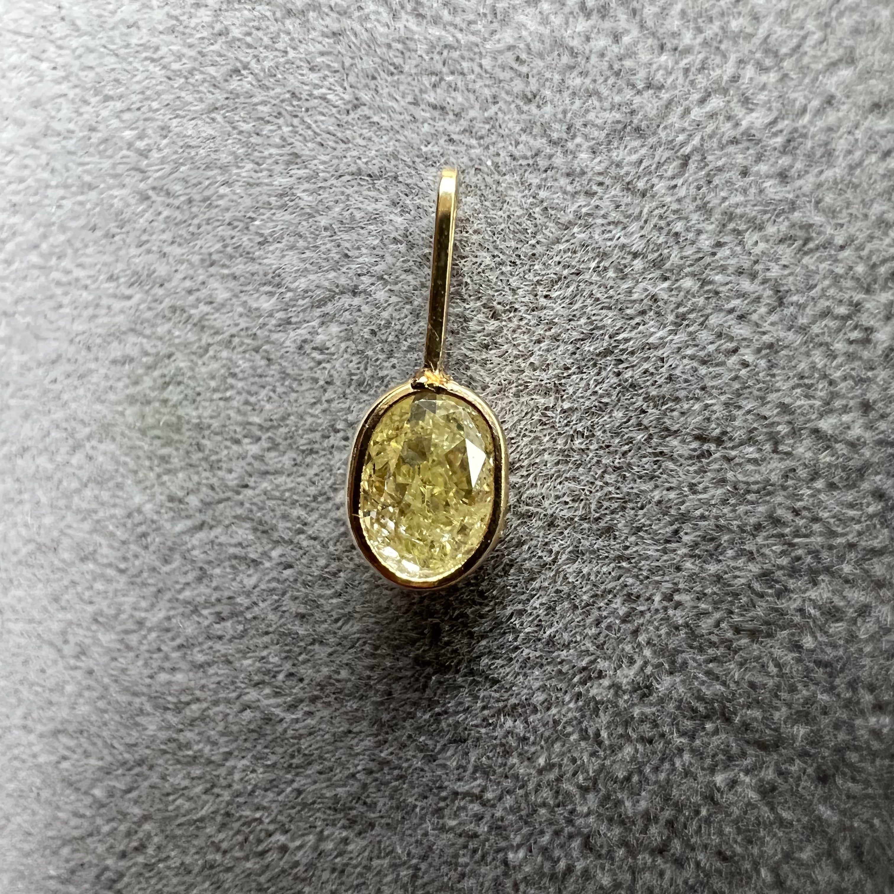 .24CT Canary Yellow Oval Diamond Pendant Charm 14K Gold