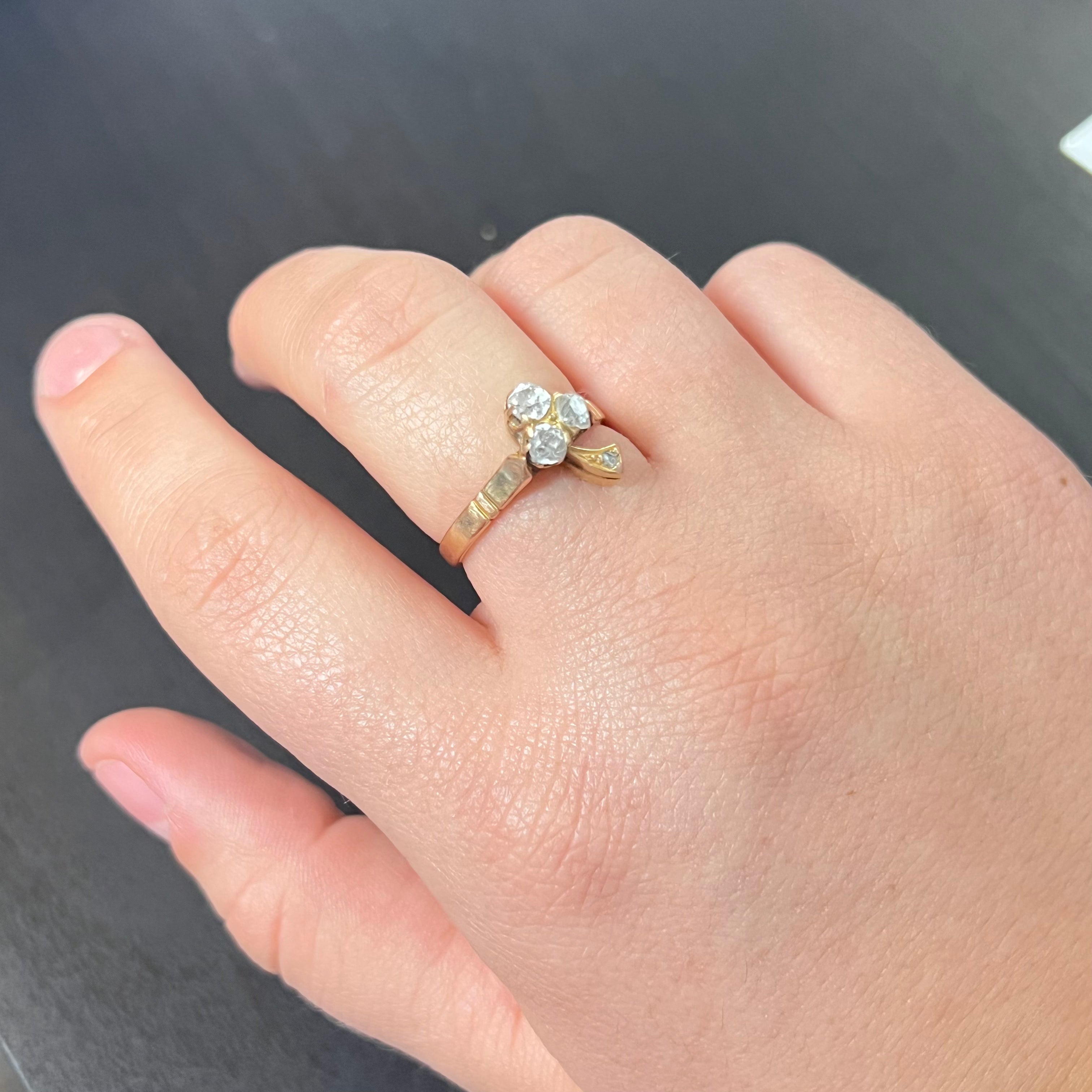 14K 3 Leaf Clover Shamrock Yellow Gold Ring Size 8