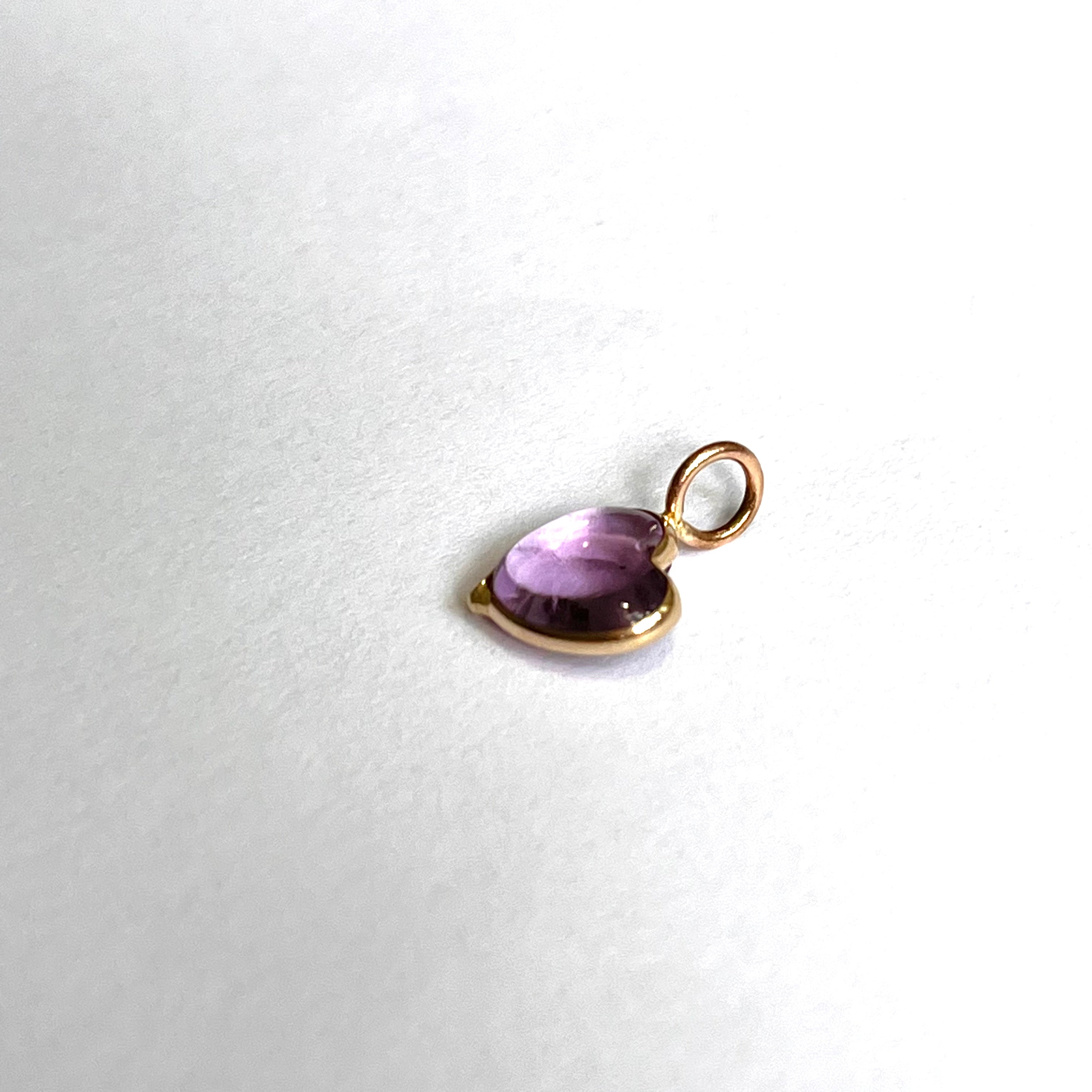 1.8ct Heart Cabochon Amethyst 14K Yellow Gold Pendant Charm 13x8mm