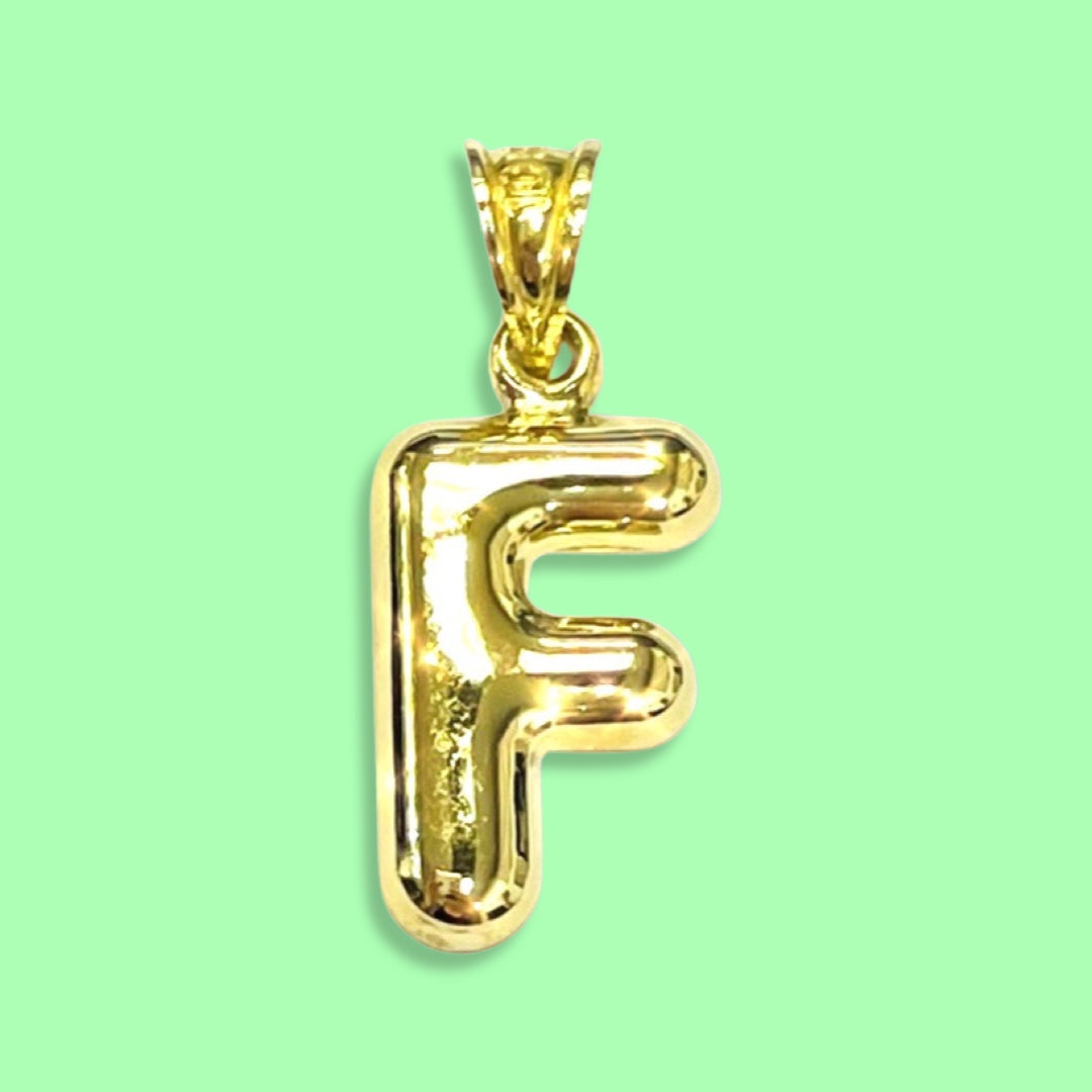 Puffy Balloon Letter 10K Yellow Gold Pendants