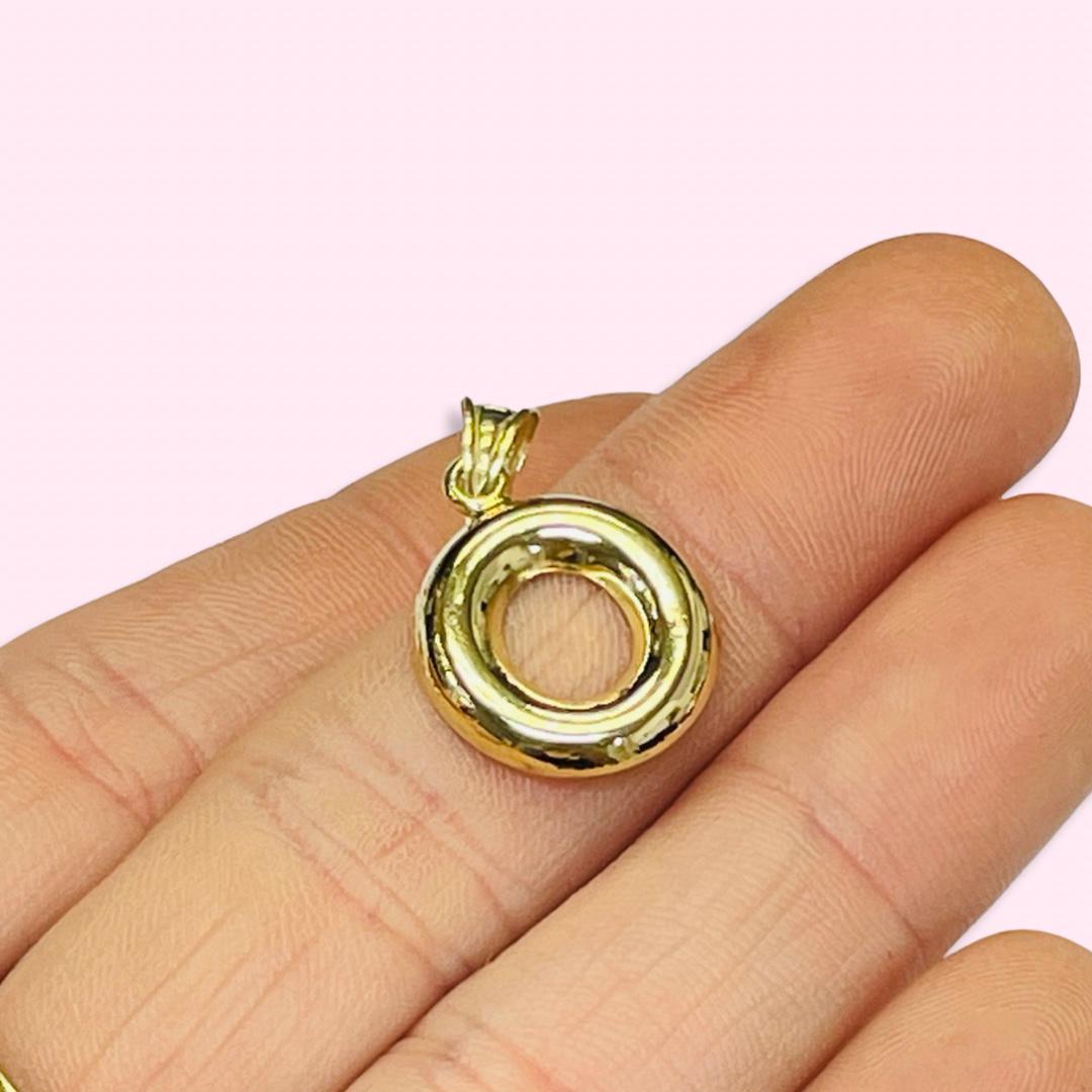 Initial O Puffy Balloon Letter 10K Yellow Gold Pendant