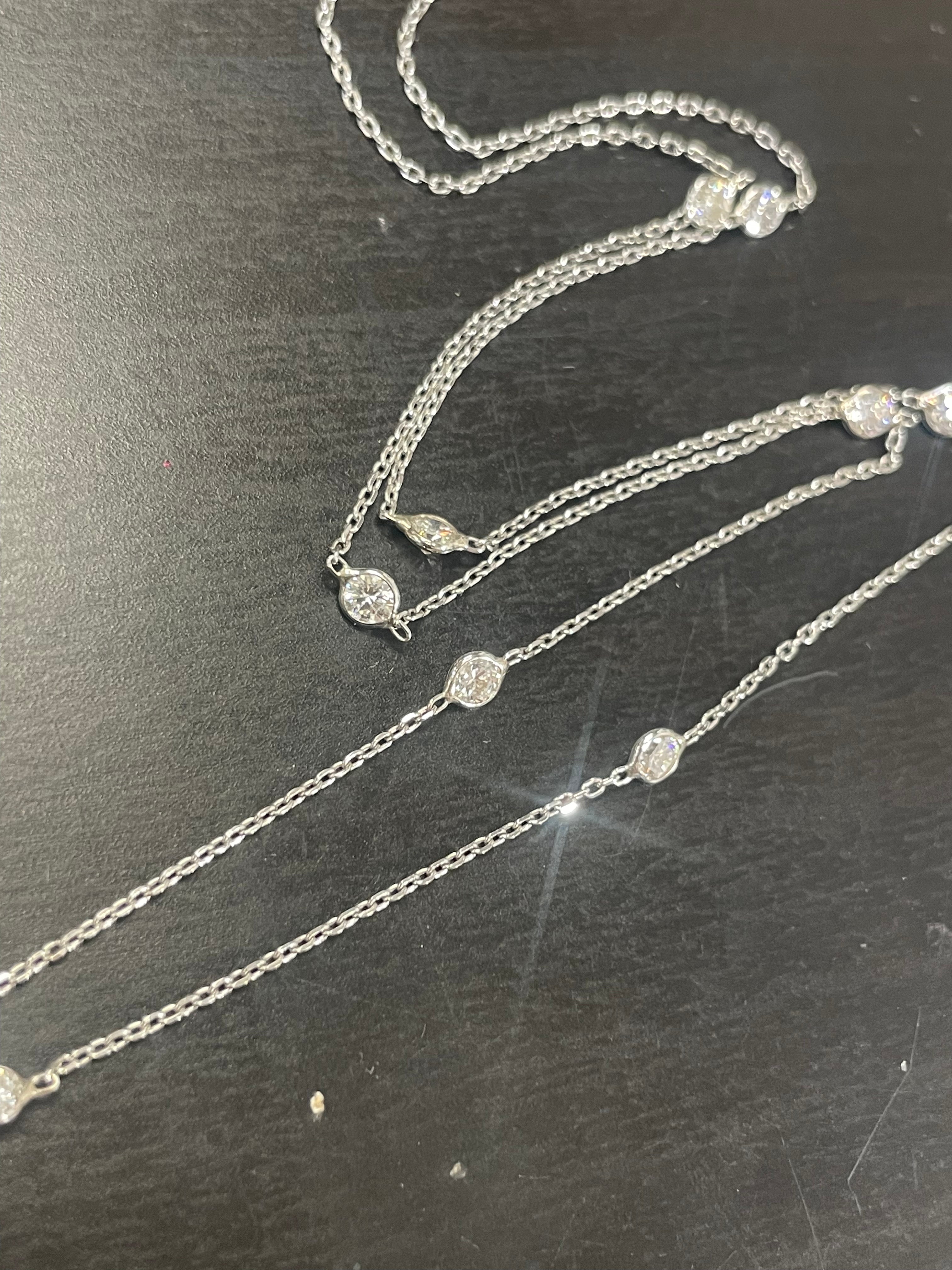 1.00CT Diamonds by the Yard 9 Stone 20” 14K White Gold Necklace