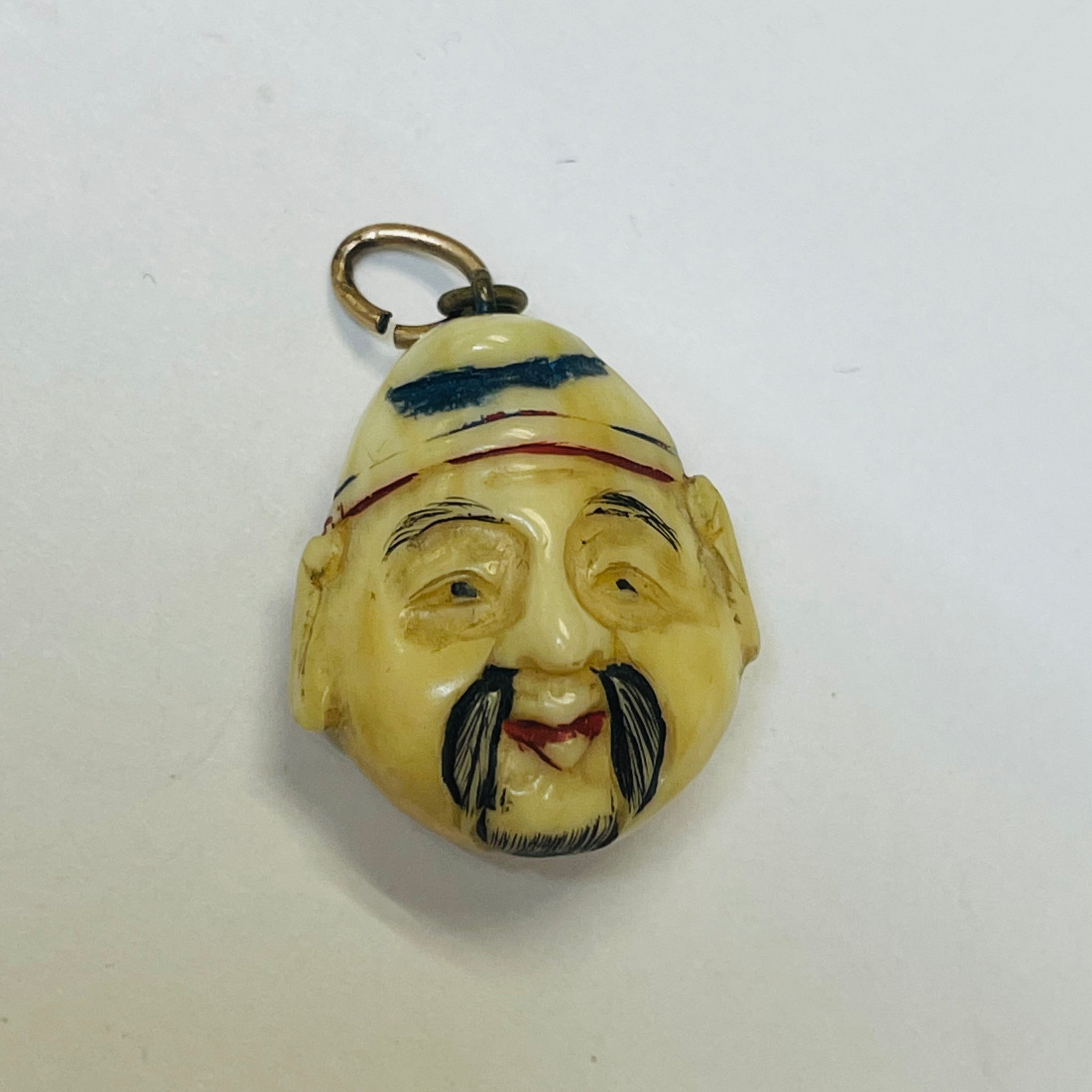 Antique Asian Man Head Pendant