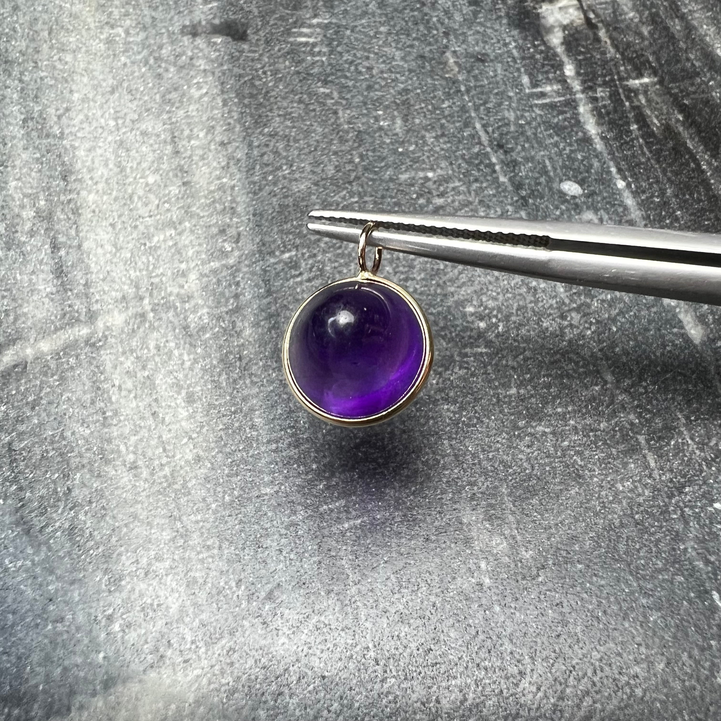 7CT Natural Amethyst 14K Yellow Gold Pendant Charm 16x11mm