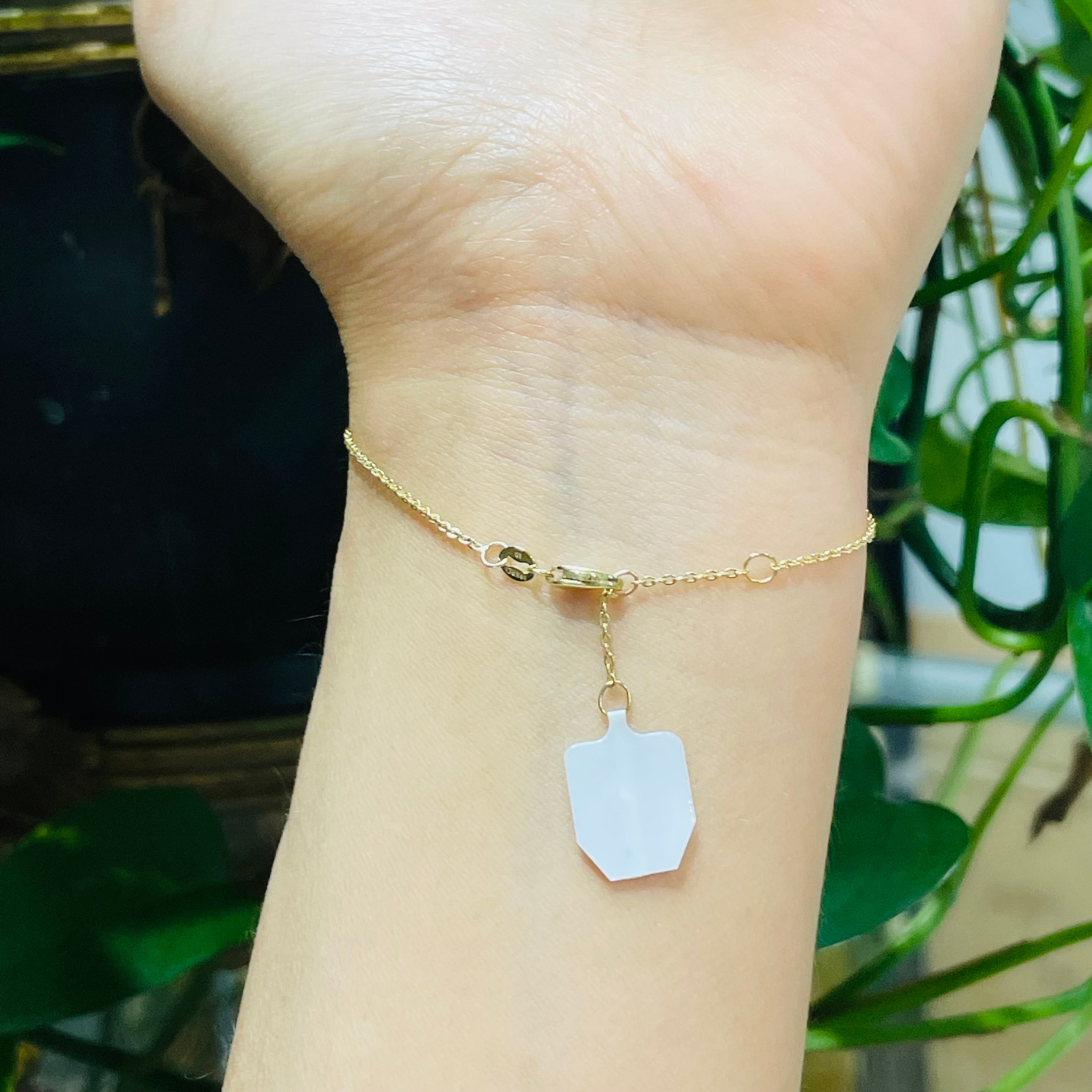 Three Emerald HandChain in solid 14k Yellow Gold
