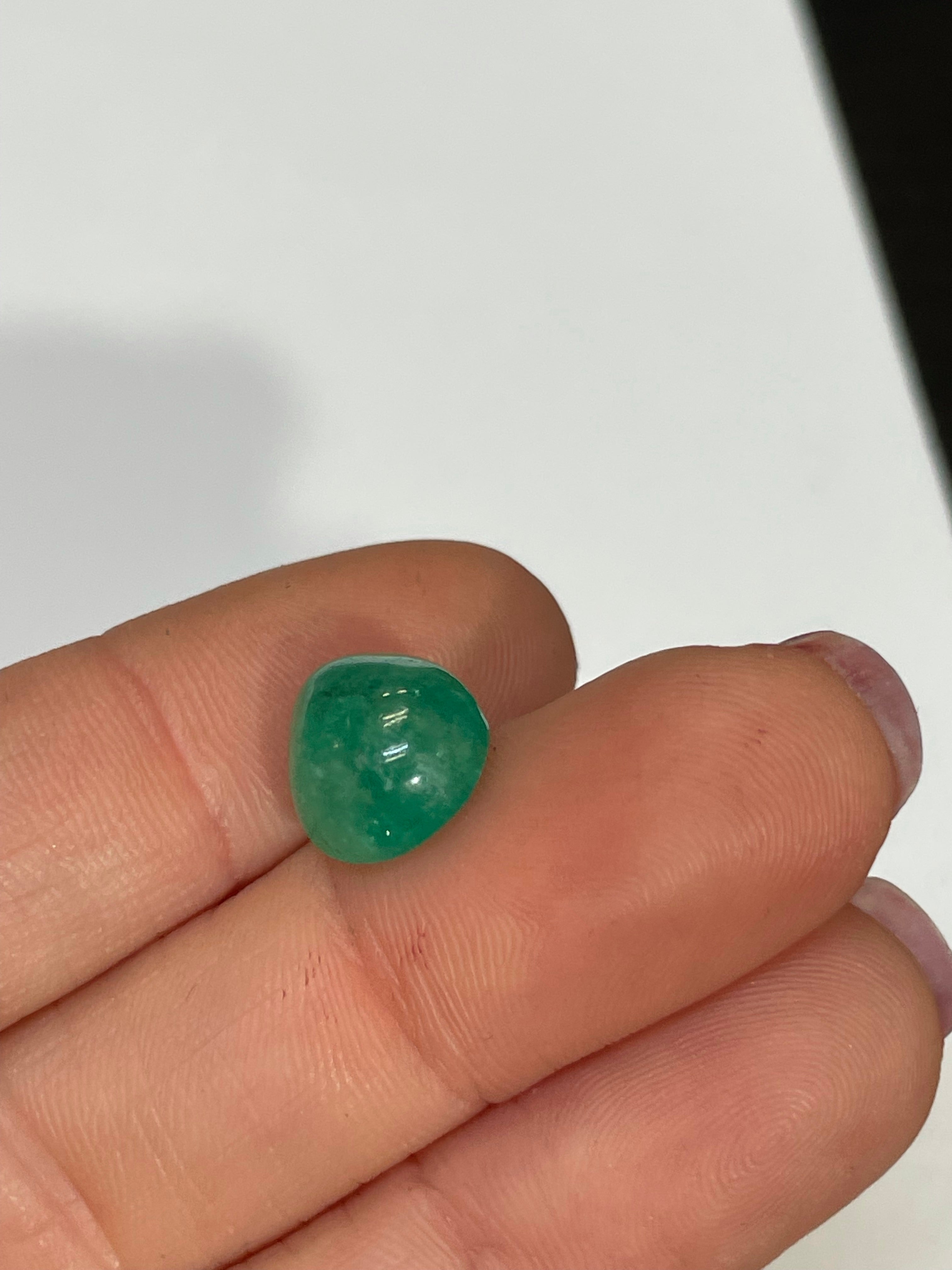 4.22CT Natural Emerald Loose Pear Cabochon 11x10mm