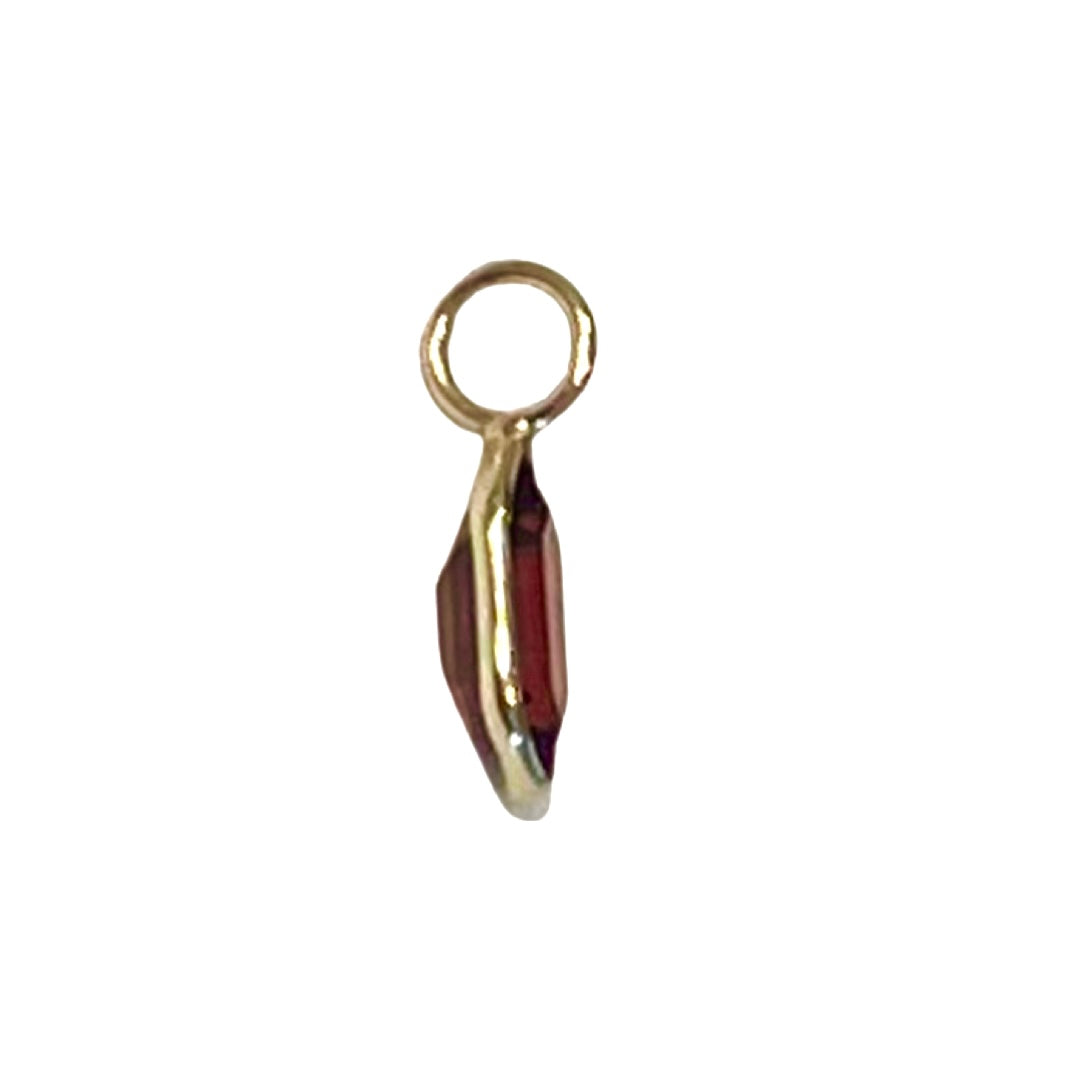 Natural Red Garnet Fancy Cut 14K Yellow Gold Pendant Charm 13x4.5mm