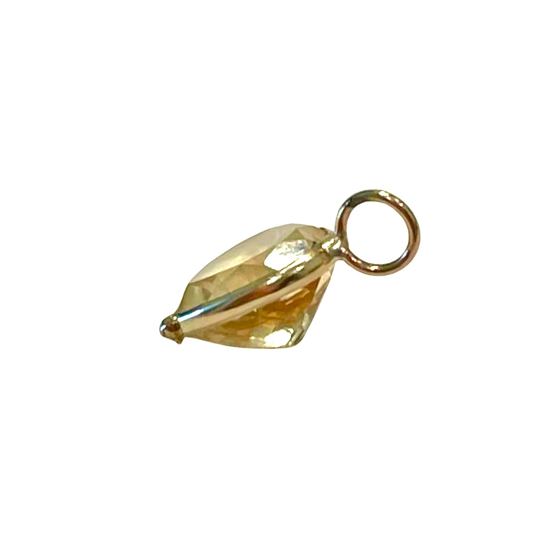 Natural Heart Citrine 14K Yellow Gold Pendant Charm 13x8mm