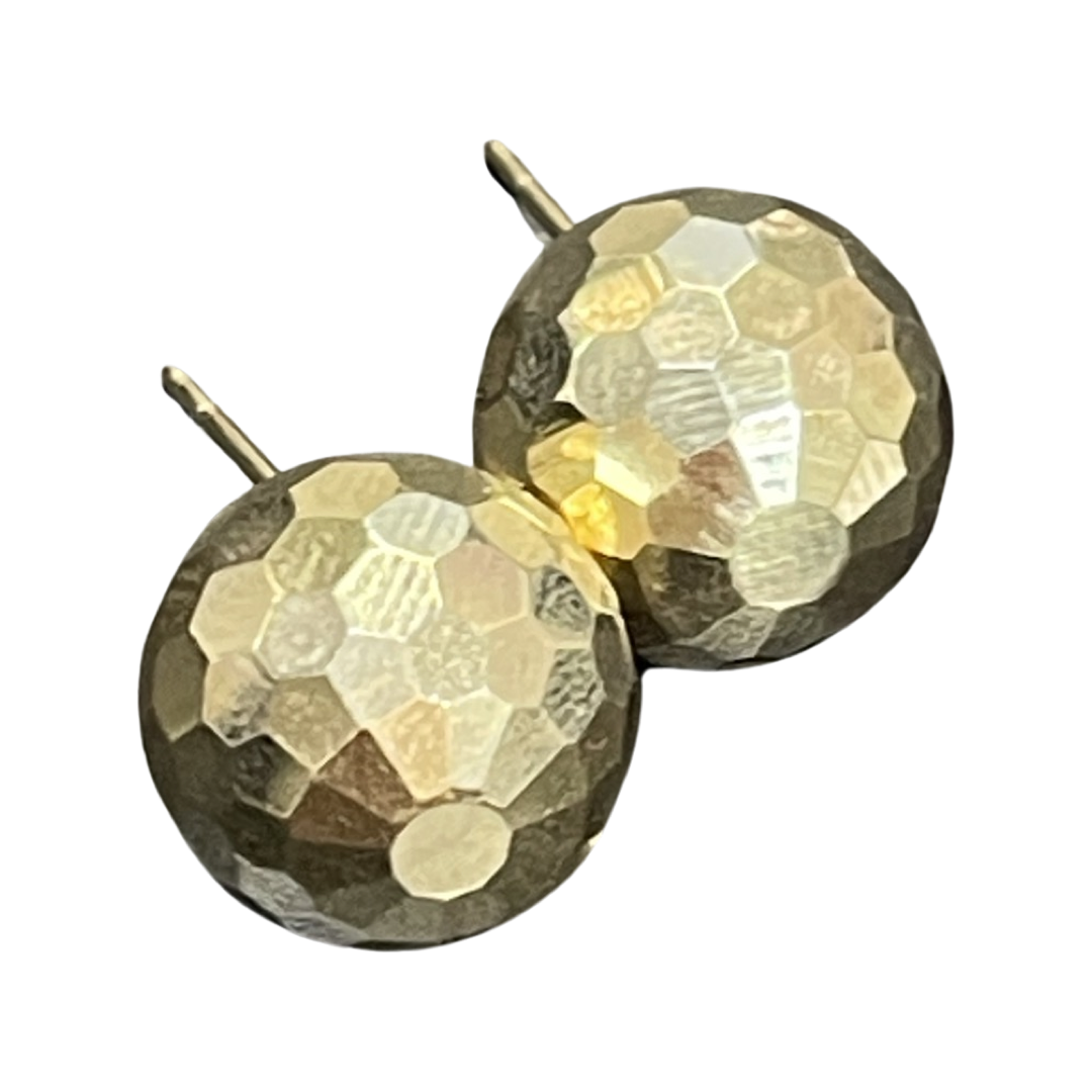 10K Yellow Gold 12mm Faceted Ball Stud Earrings