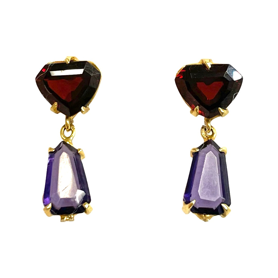 Garnet Amethyst Earrings