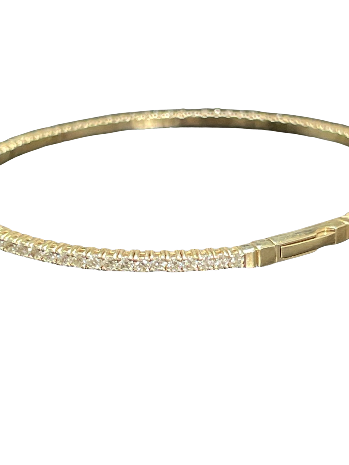 2.3CT Natural Diamond Solid 14K Yellow Gold Flexible Tennis Bracelet Bangle 7"