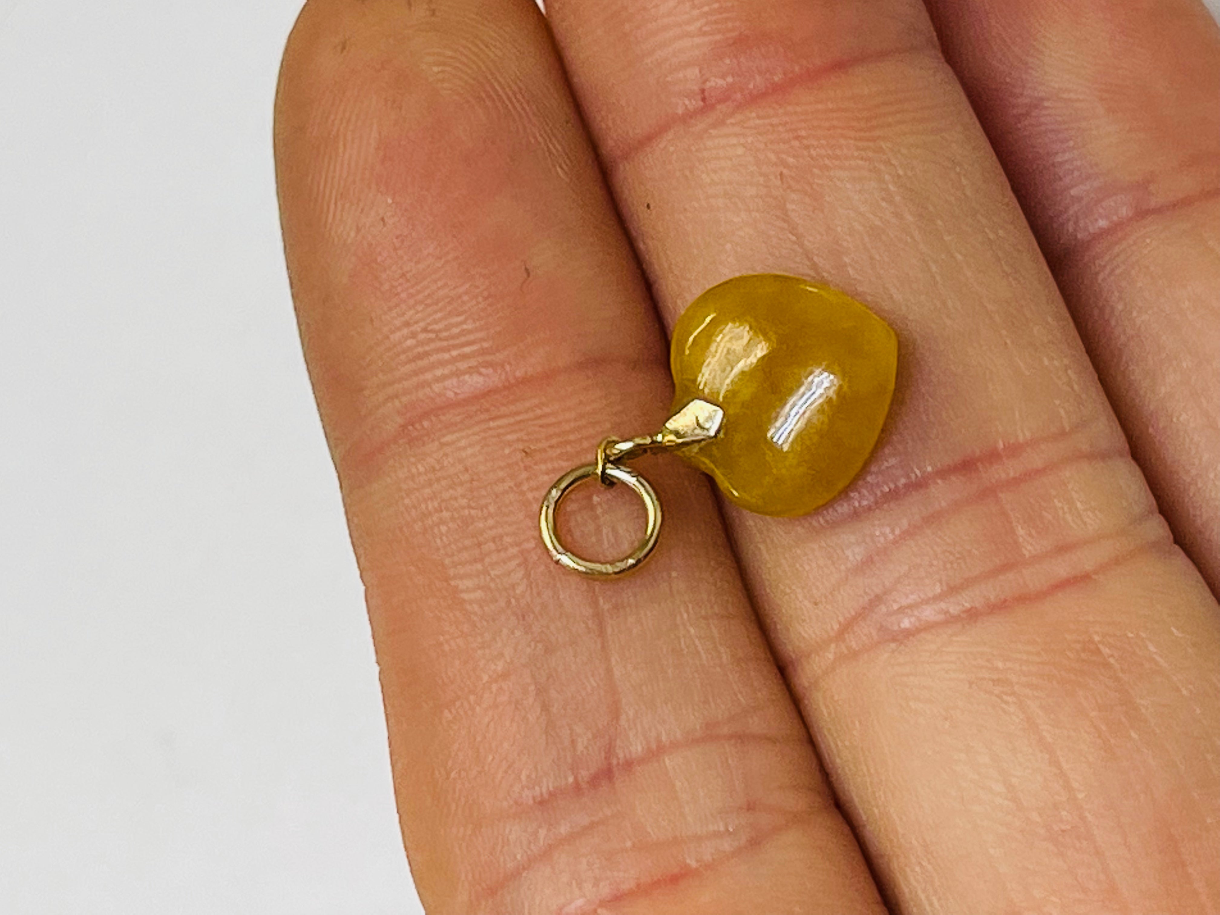 Yellow Jade Heart 14K Charm