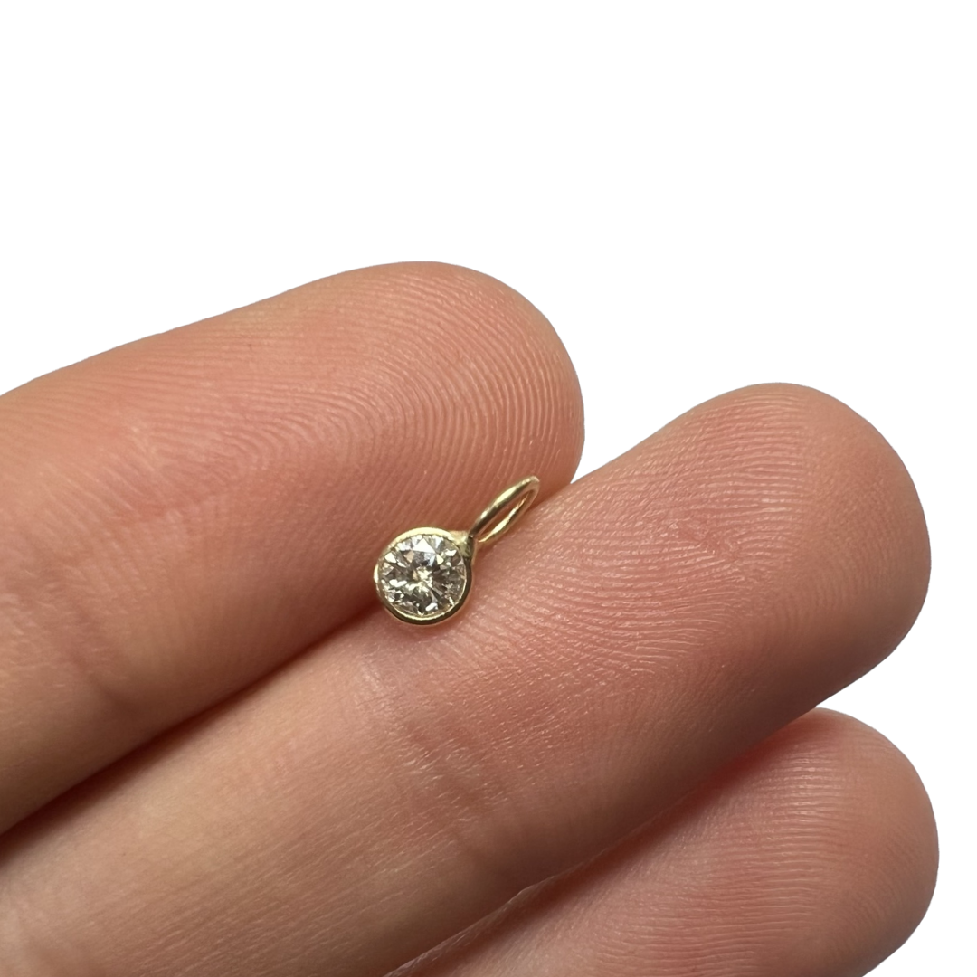 .31ct Round Diamond Pendant Charm 14K Yellow Gold 8.5x4mm