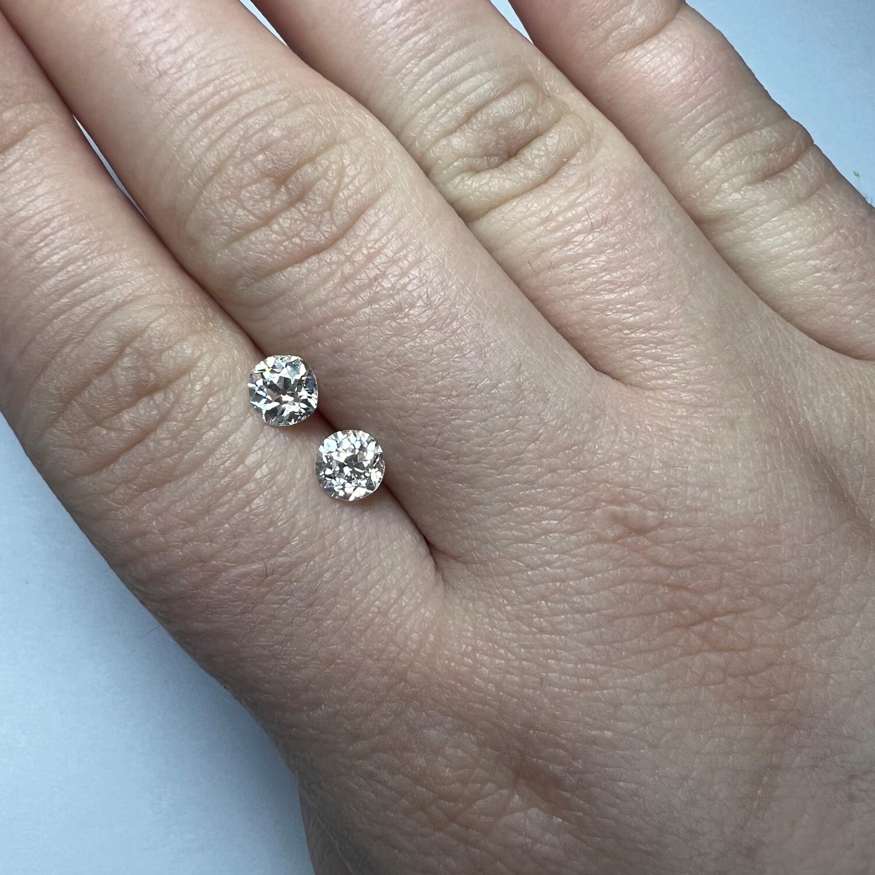 1.27CT Pair of Old Mine Cut Diamond I/J SI2/I1 5mm Natural Earth mined