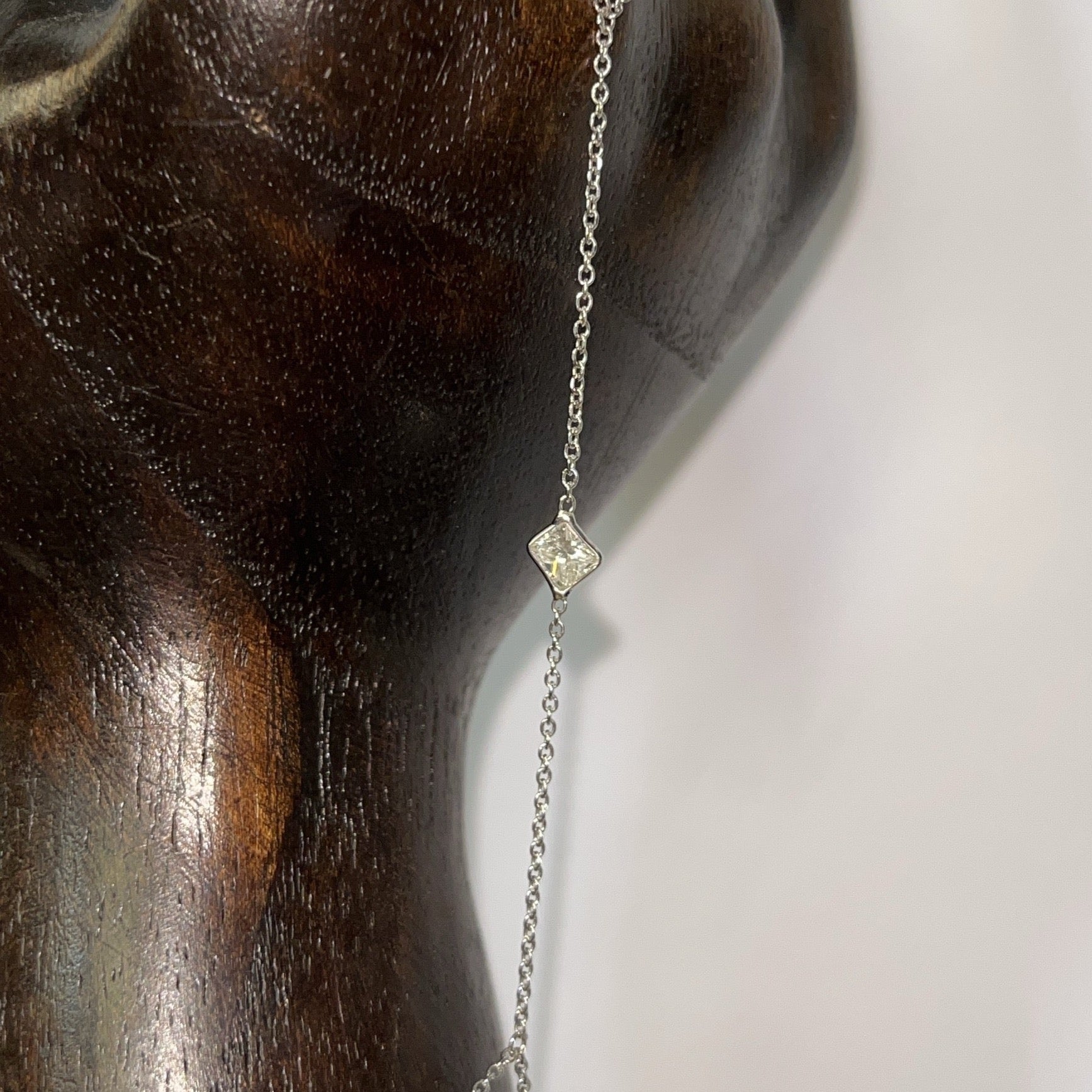 .30CT Princess Cut Diamond Hand Chain in Solid 14K White Gold