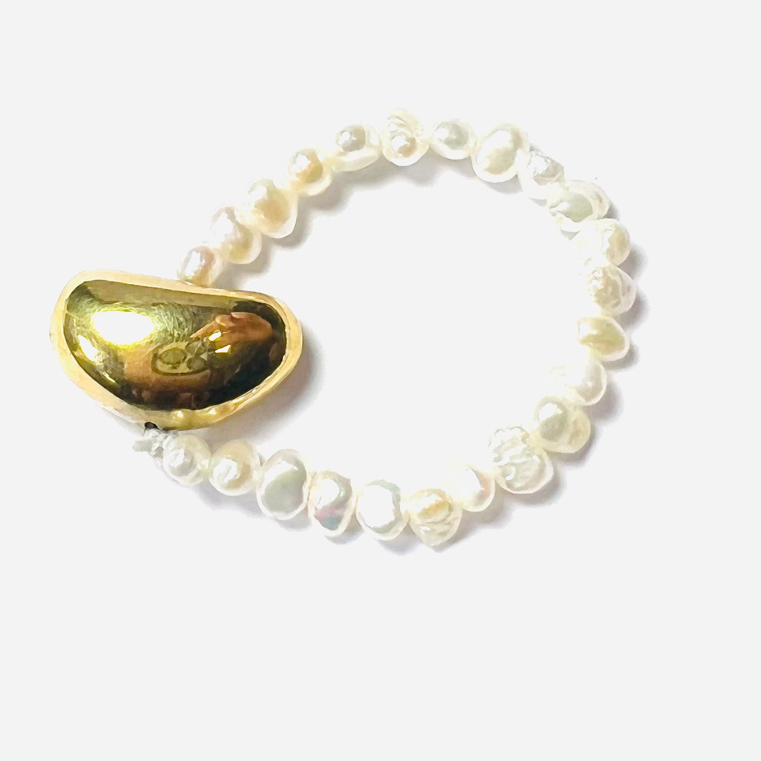 Natural Seed Pearl Eternity Gold Nugget Ring Size 10.5