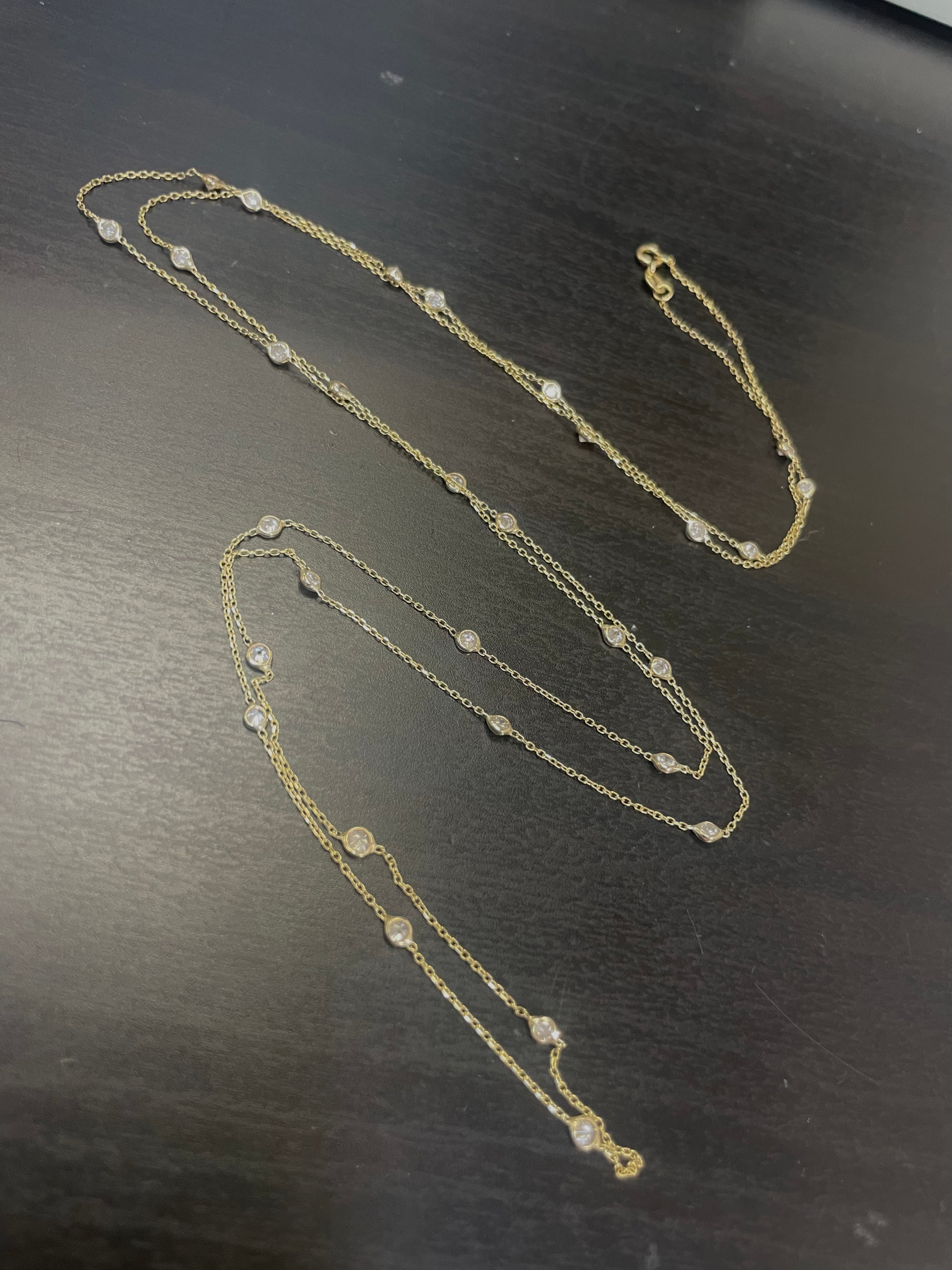 2CT Diamonds by the Yard 30 Stone 14K Yellow Gold Necklace 34”