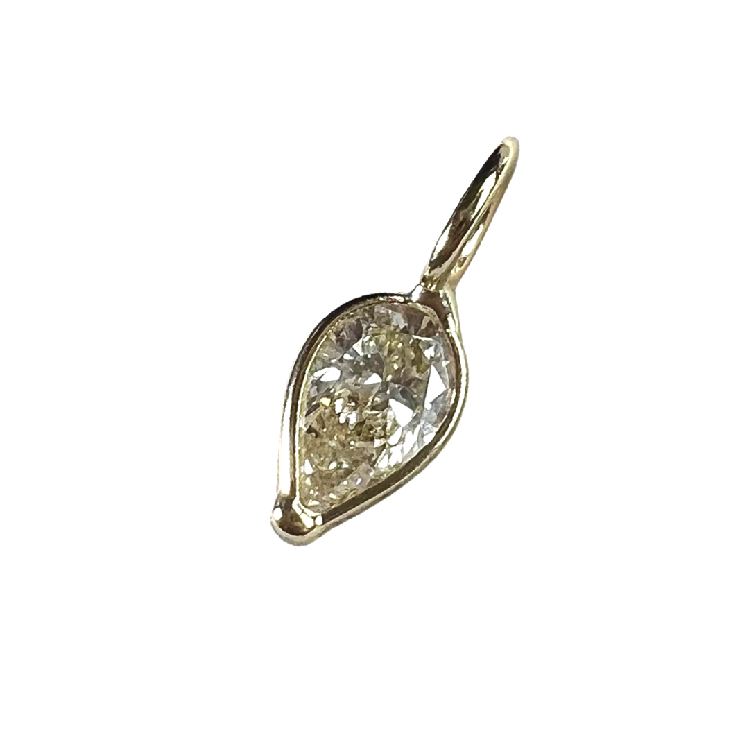 .25ct Pear Diamond Pendant Charm 14K Gold 10x4mm