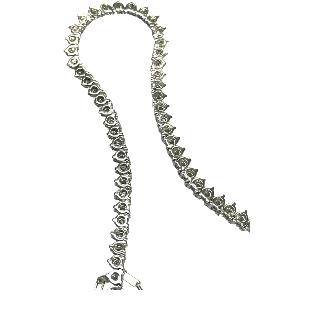 2.55CT Diamond 14K White Gold Adjustable Riviera Necklace Collar Choker