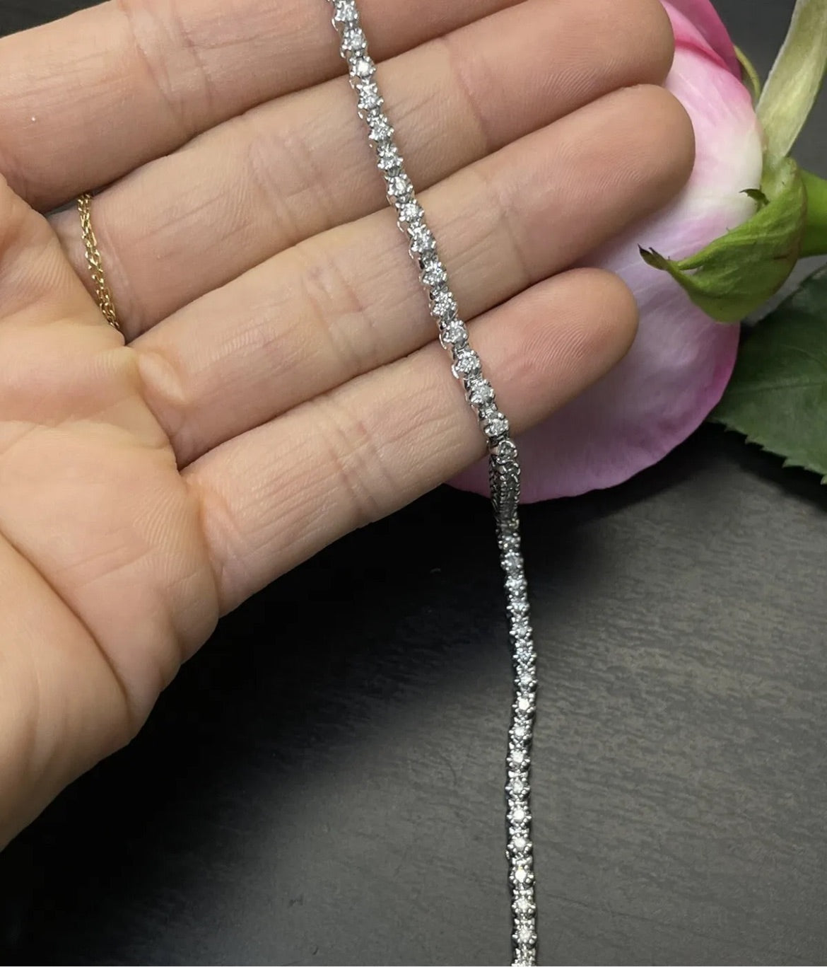 1CT Classic Diamond Tennis Bracelet Solid 10K White Gold 7”