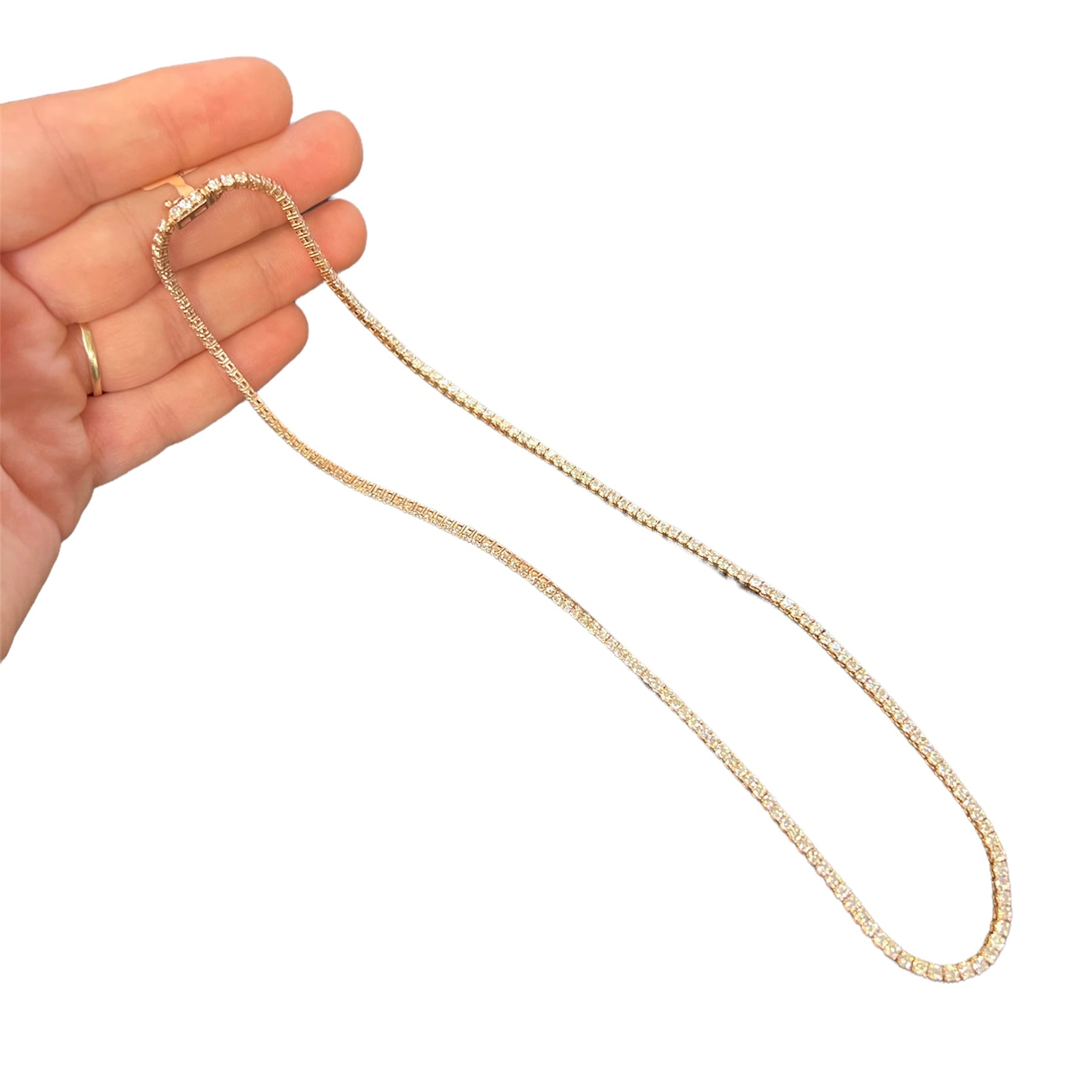 5.73CT Diamond Tennis Necklace 14K Rose Gold 16.5”