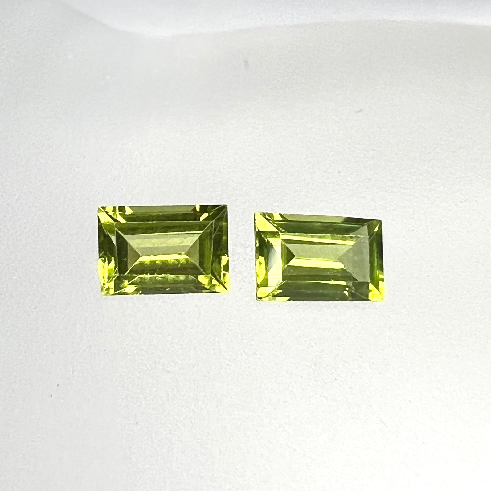 1.50CTW Pair of Loose Natural Baguette Cut Peridot 6.18x4.25x2.95mm Earth mined
