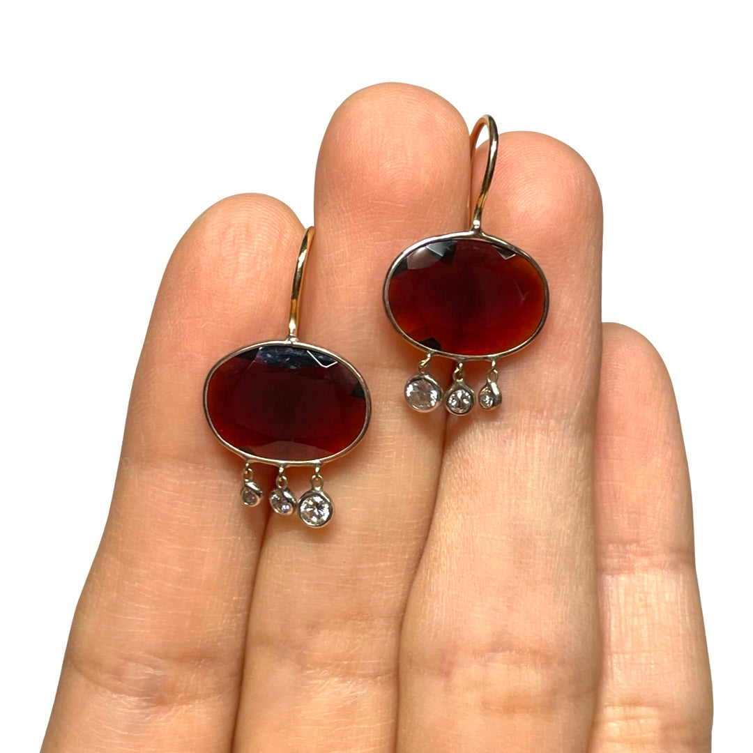 Garnet Diamond Earrings