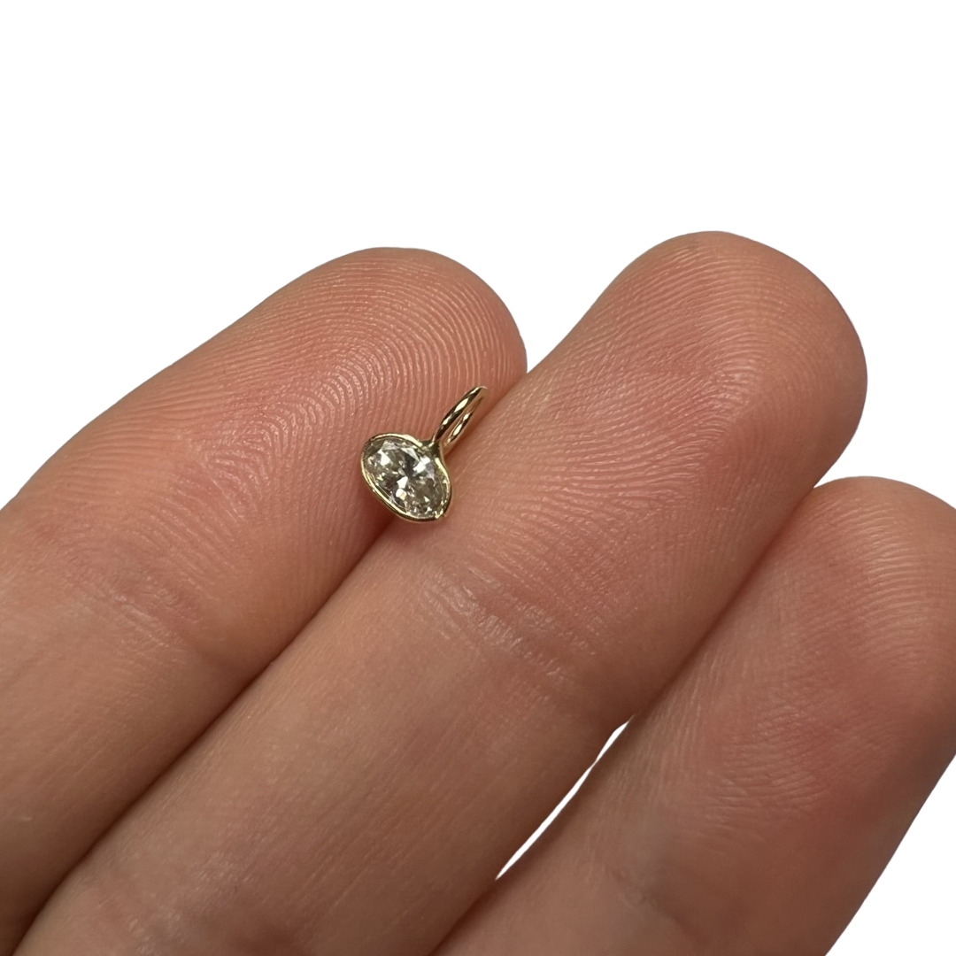.30ct Oval Diamond Pendant Charm 14K Yellow Gold 8x5.5mm