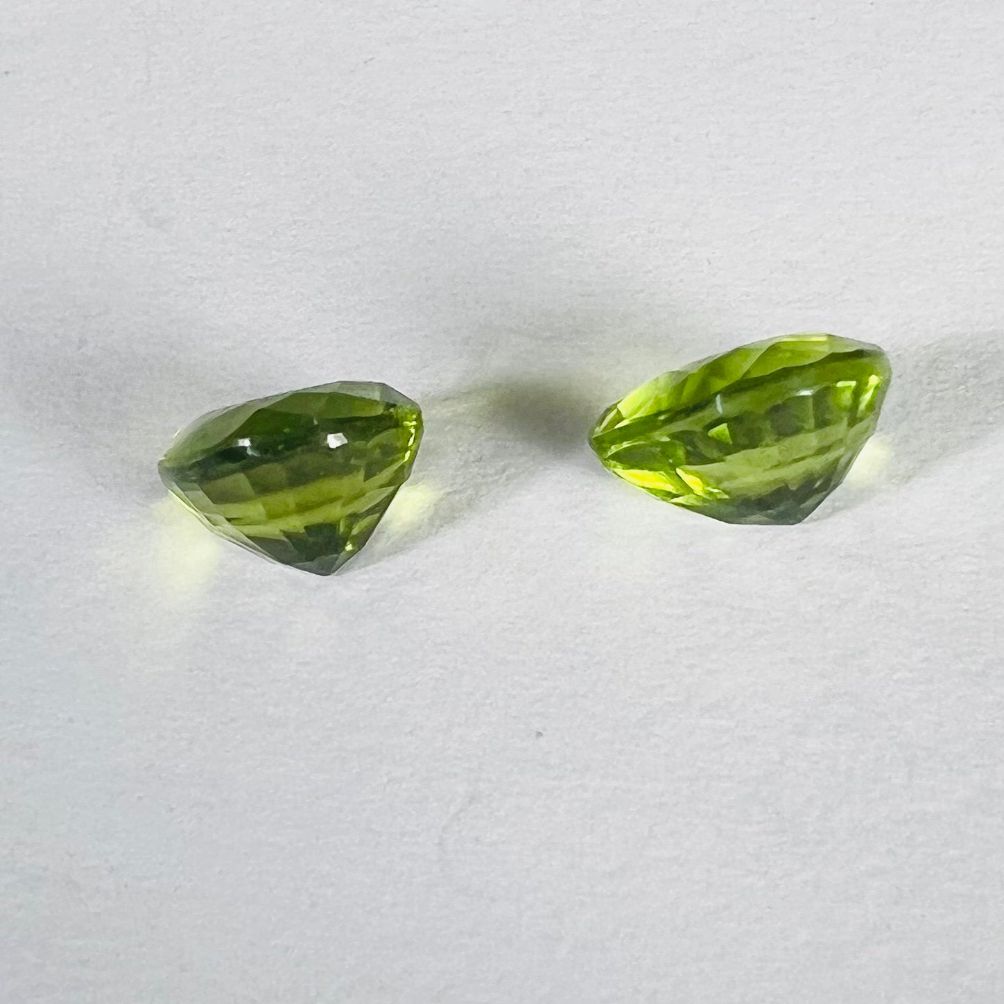 4.37CTW Pair of Loose Natural Pear Cut Peridot 8.60x7.05x5mm Earth mined Gemston
