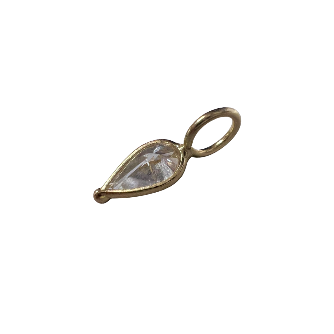 .34ct Pear Diamond Pendant Charm 14K Yellow Gold 11x3.5mm