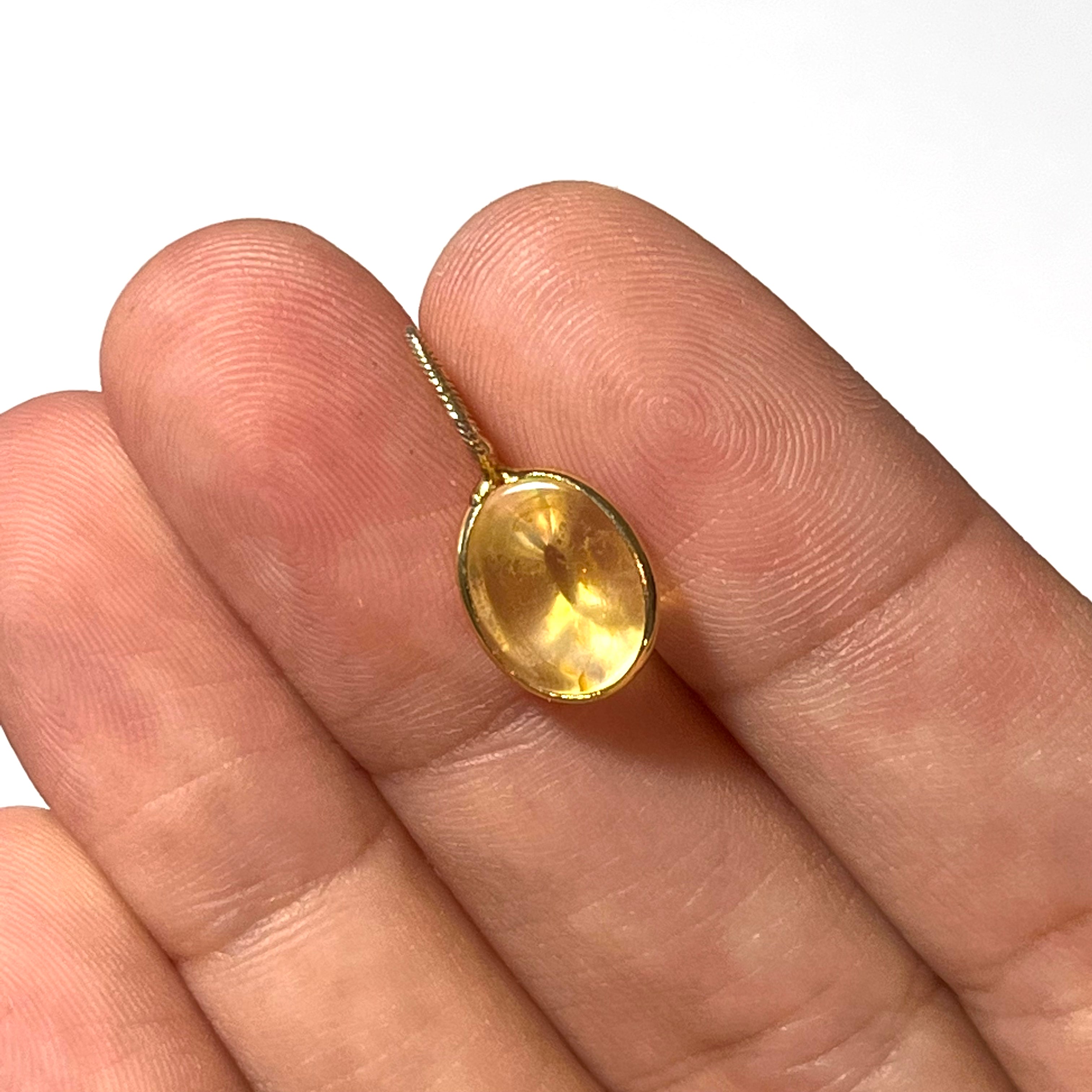 2.79ct Oval Yellow Agate 14K Yellow Gold Pendant Charm 18x12mm