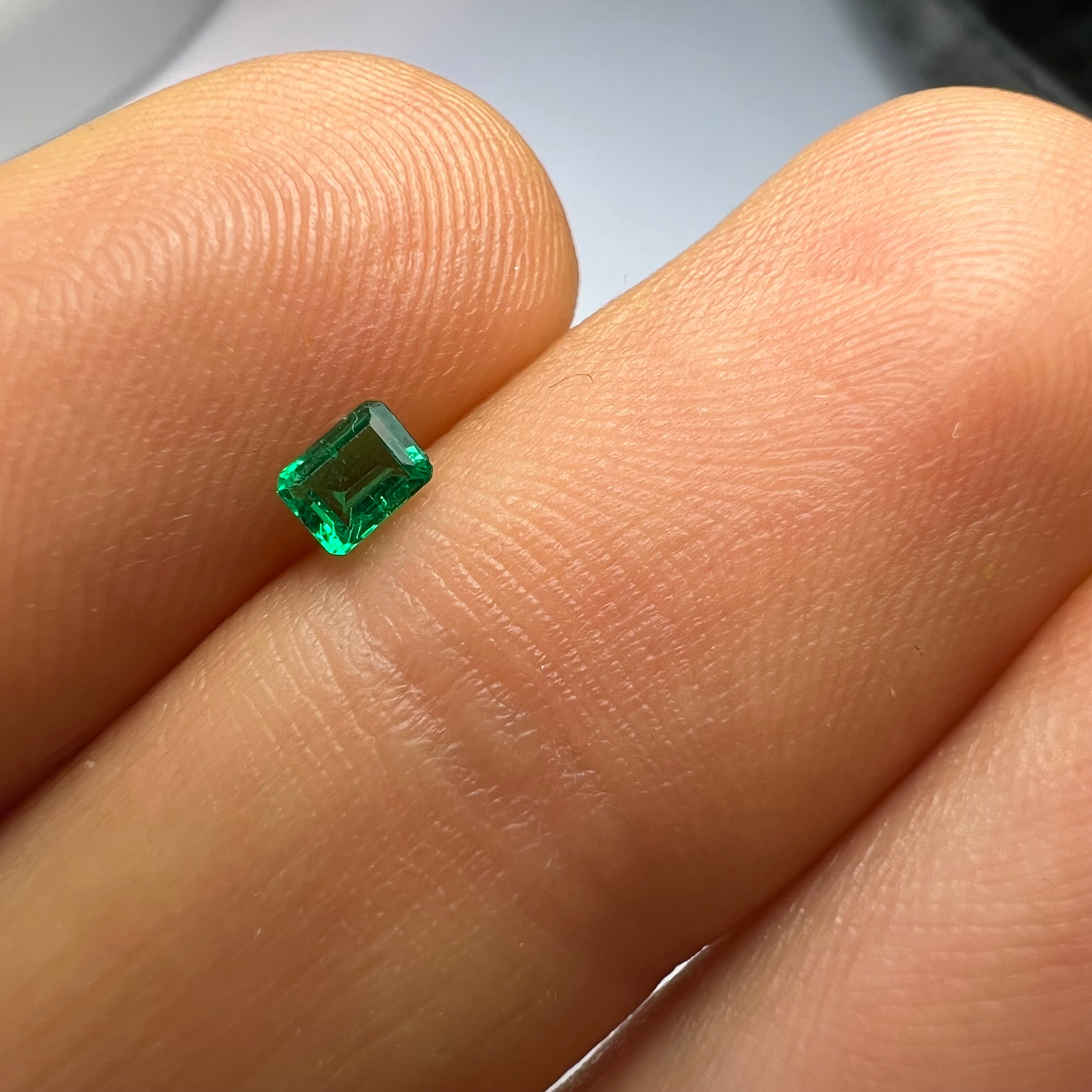 .13CT Loose Colombian Emerald, Emerald Cut 3.56x2.7x1.75mm Earth mined Gemstone