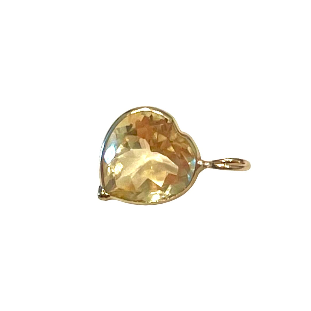 Natural Heart Citrine 14K Yellow Gold Pendant Charm 13x8mm