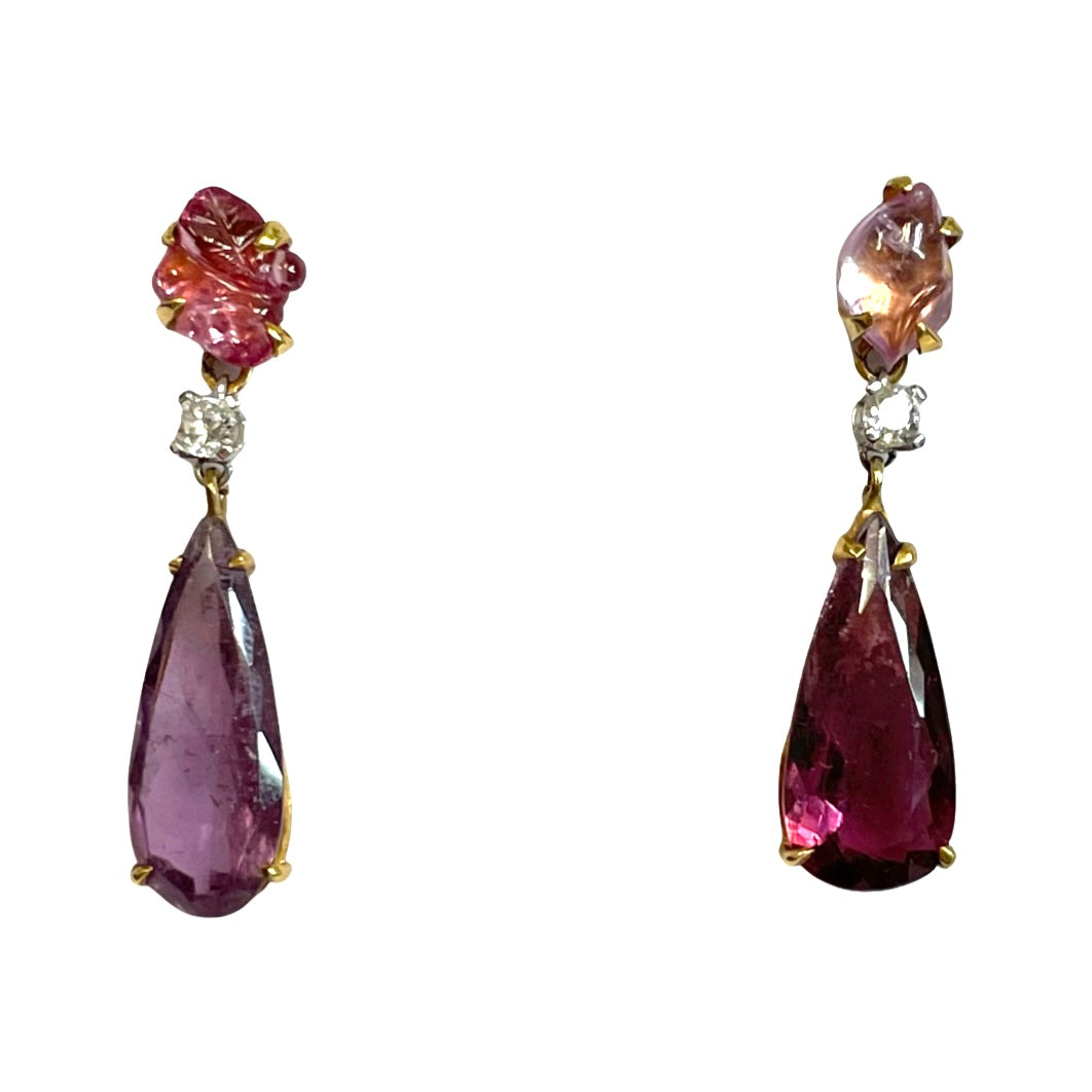 Spinel Tourmaline Long Earrings