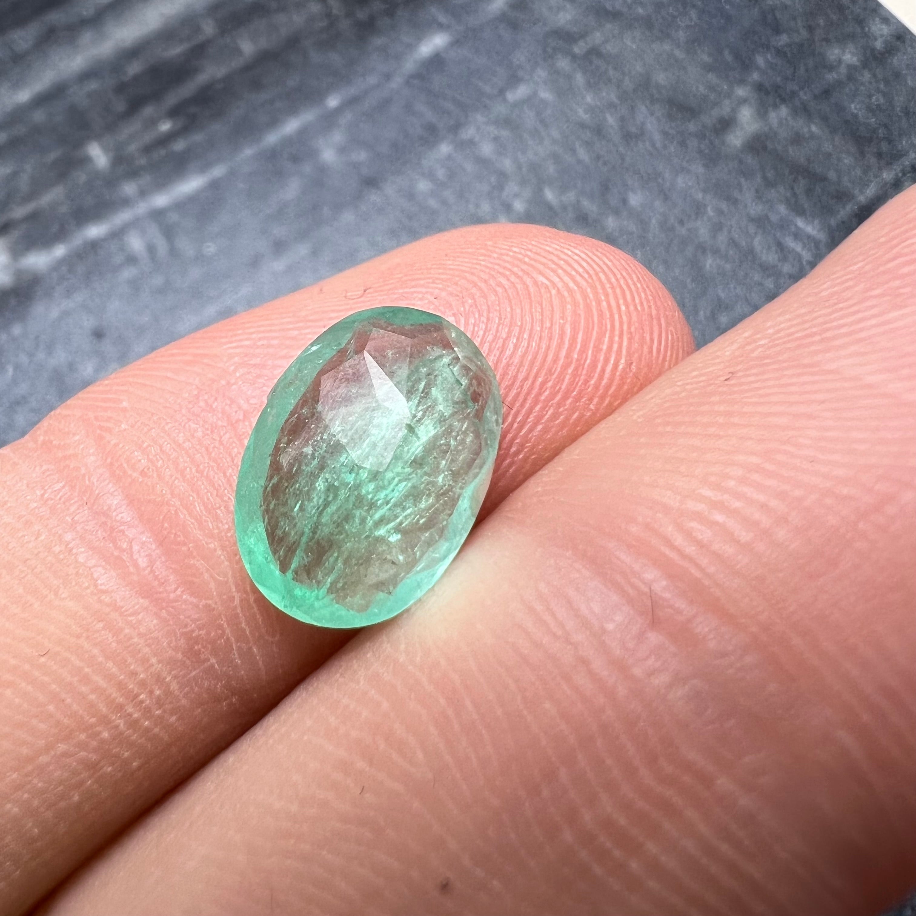2.59CT Natural Colombian Emerald Loose Oval Cut 12x8mm