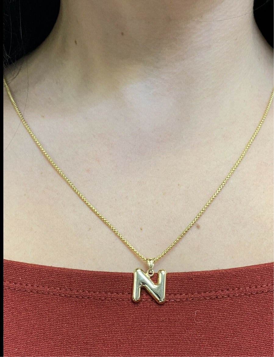 Puffy Balloon Letter 10K Yellow Gold Pendants