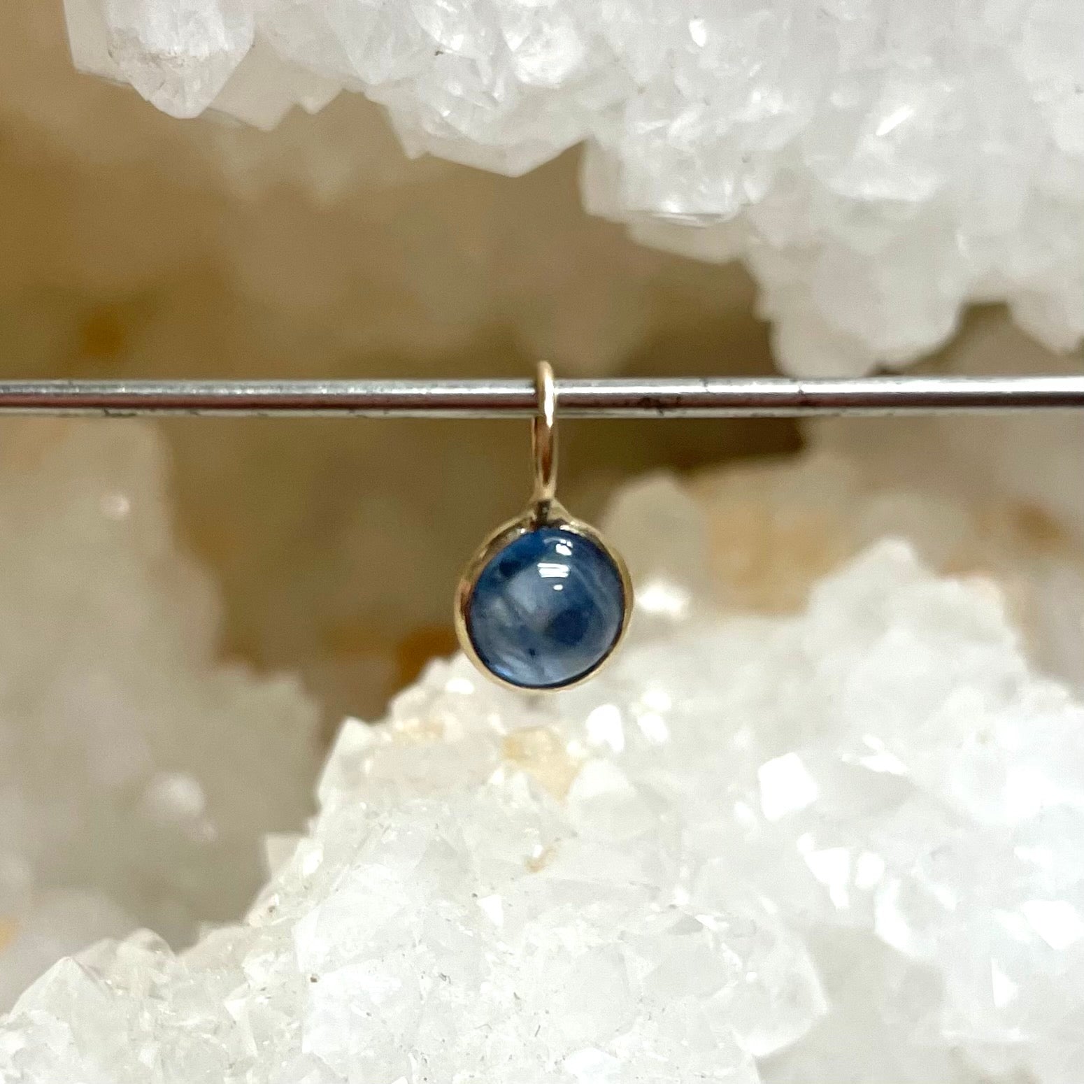 1 CT Sapphire Pendant Charm in solid 14k Yellow Gold