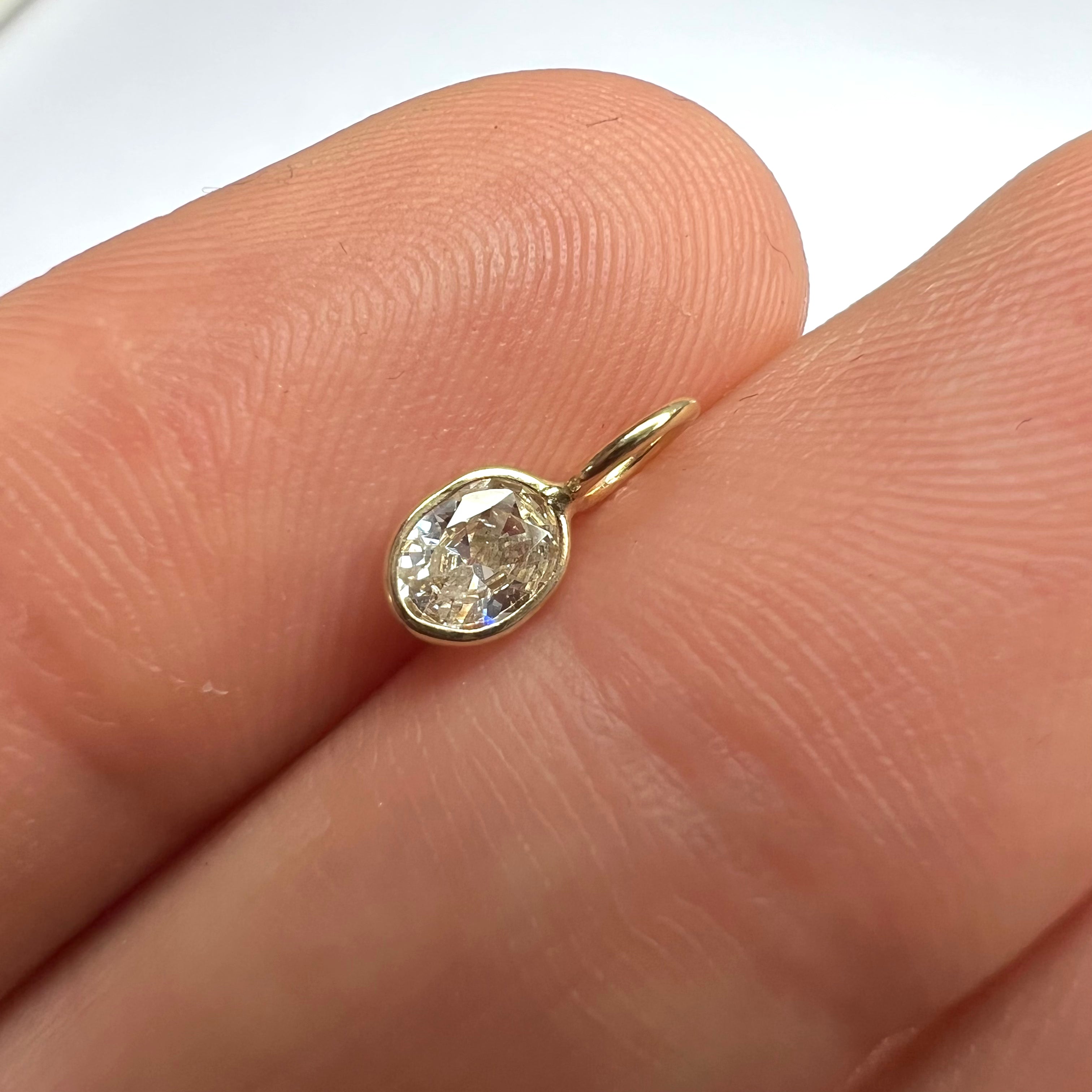 .30ct Oval Diamond Pendant Charm 14K Gold 9x4mm