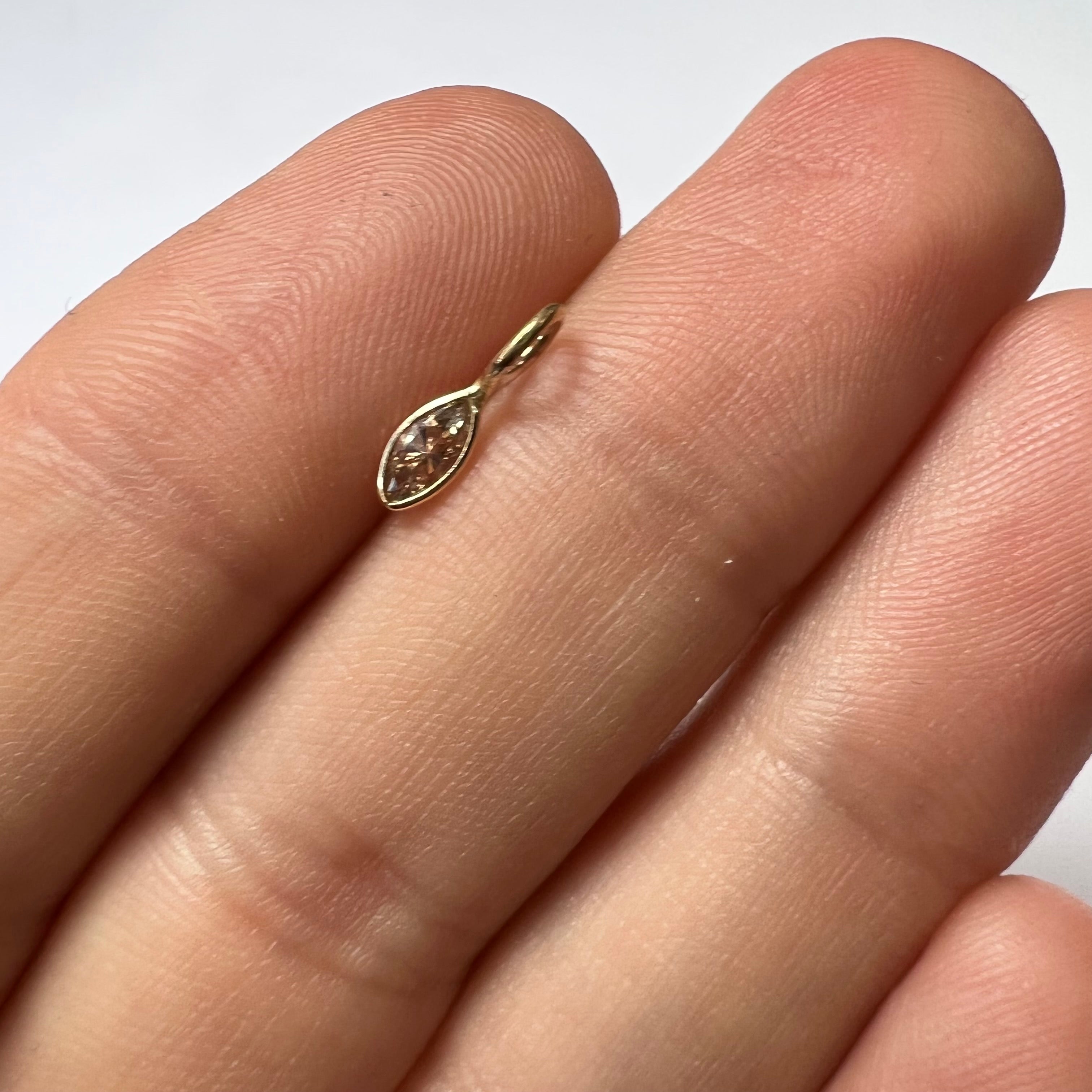 .15CT Natural Champagne Marquise Diamond 14K Yellow Gold Pendant Charm 11x3mm
