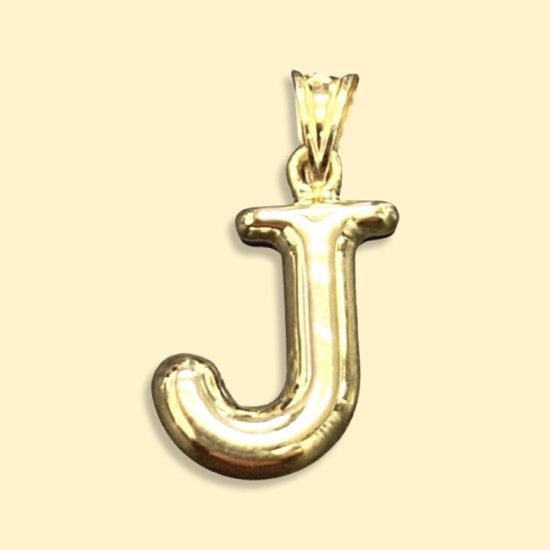 Puffy Balloon Letter 10K Yellow Gold Pendants