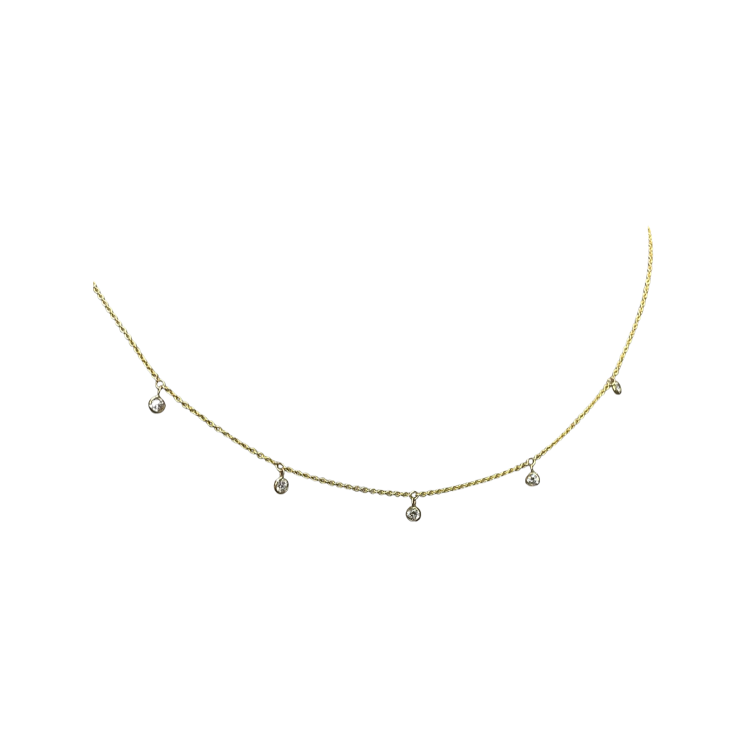 .50CT 5 Diamond Dangle 14k Yellow Gold Necklace