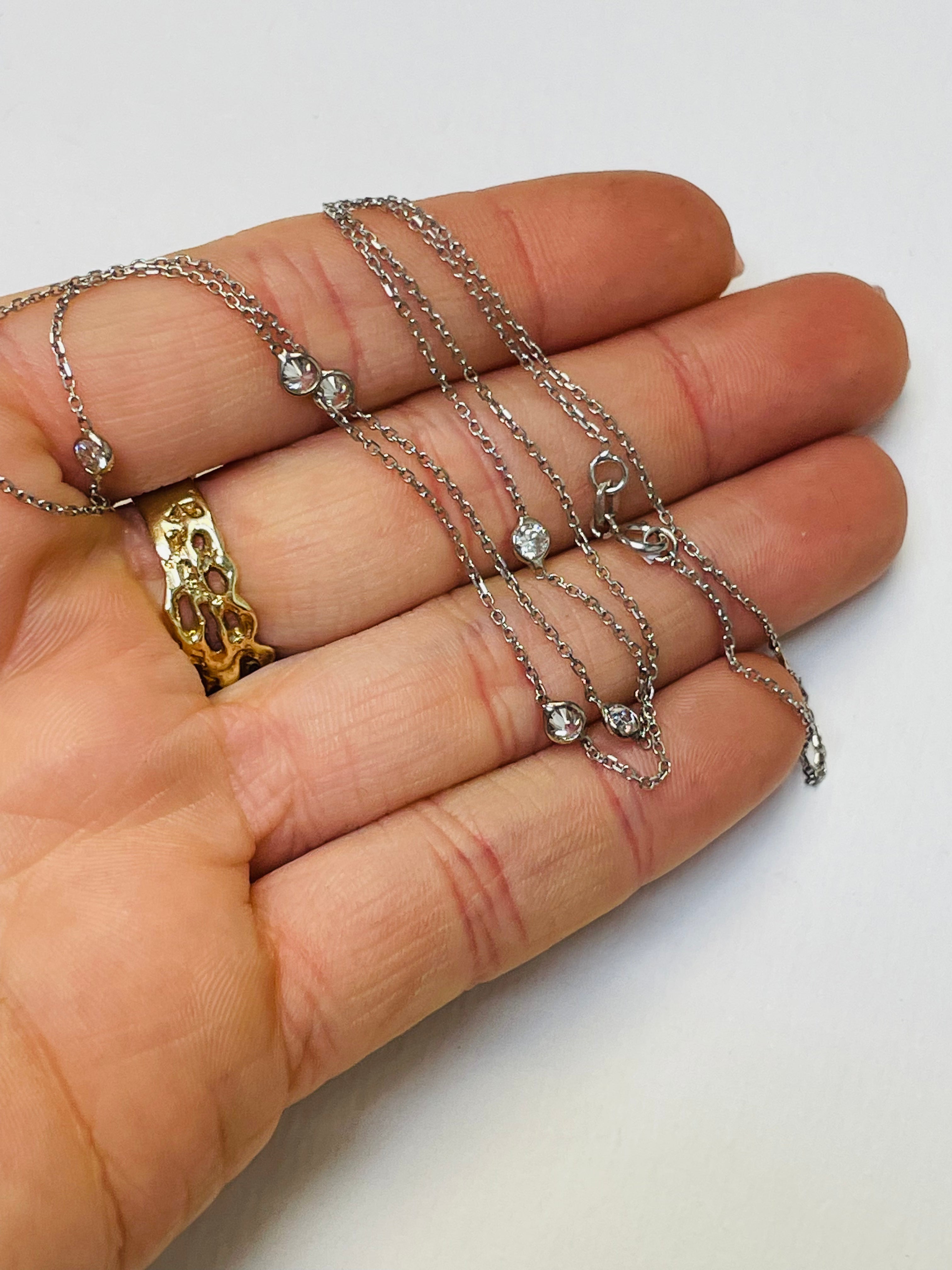 .94CT Diamonds by the Yard Necklace 16-18” 14K White Gold