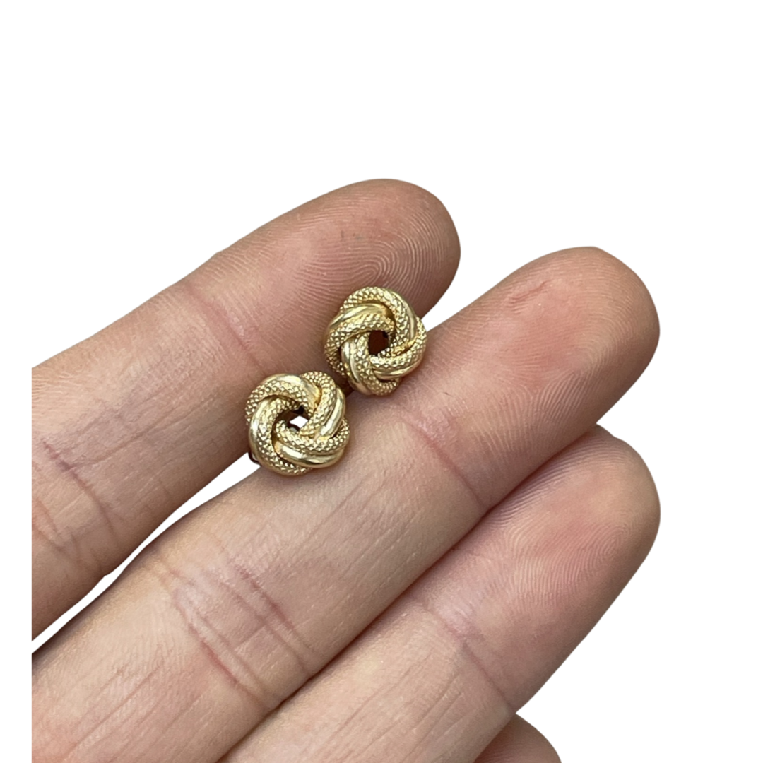 8mm 10K Yellow Gold Knot Earrings