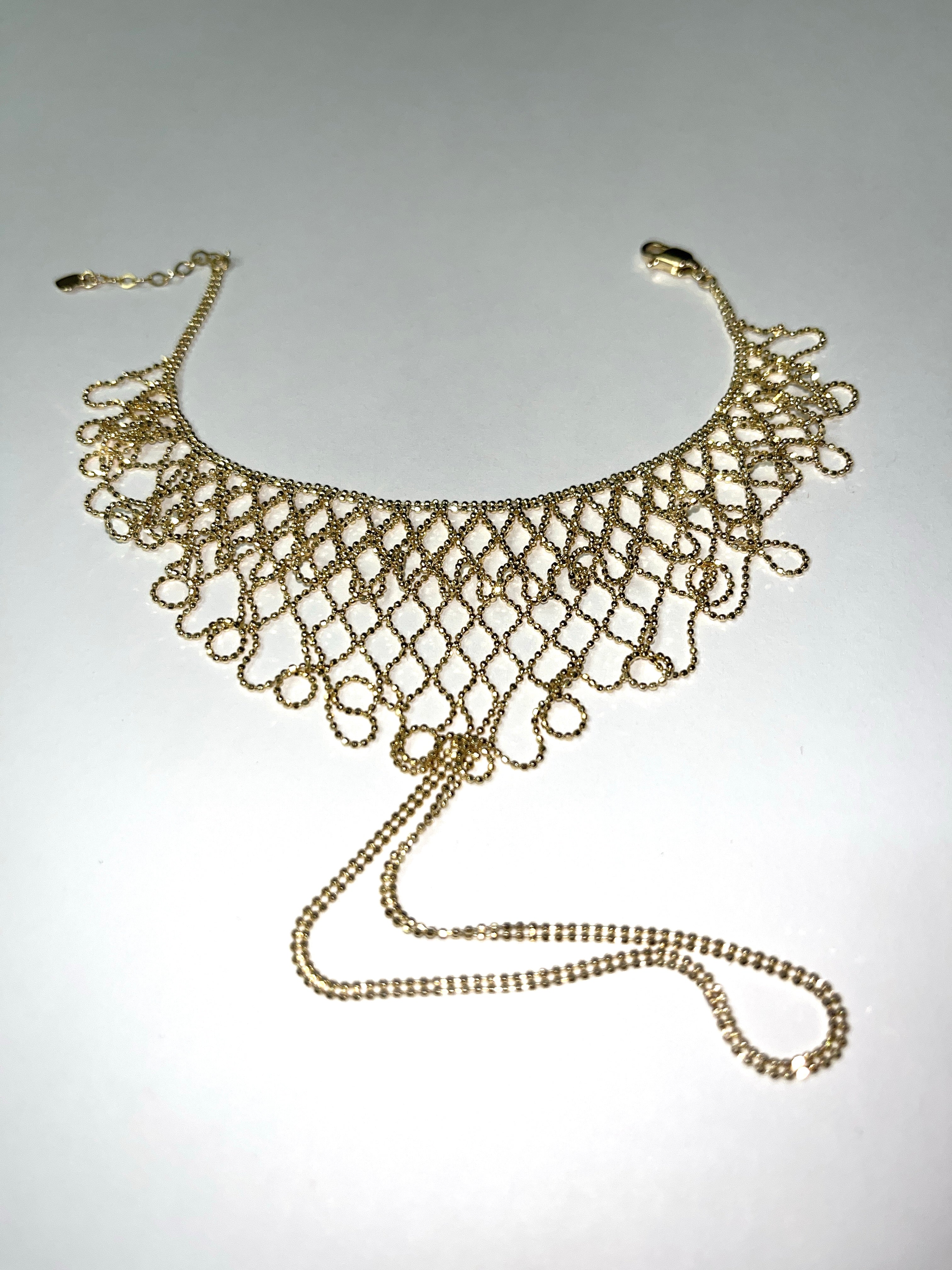 Beautiful Golden Lace 14K Yellow Gold Hand Chain Adjustable