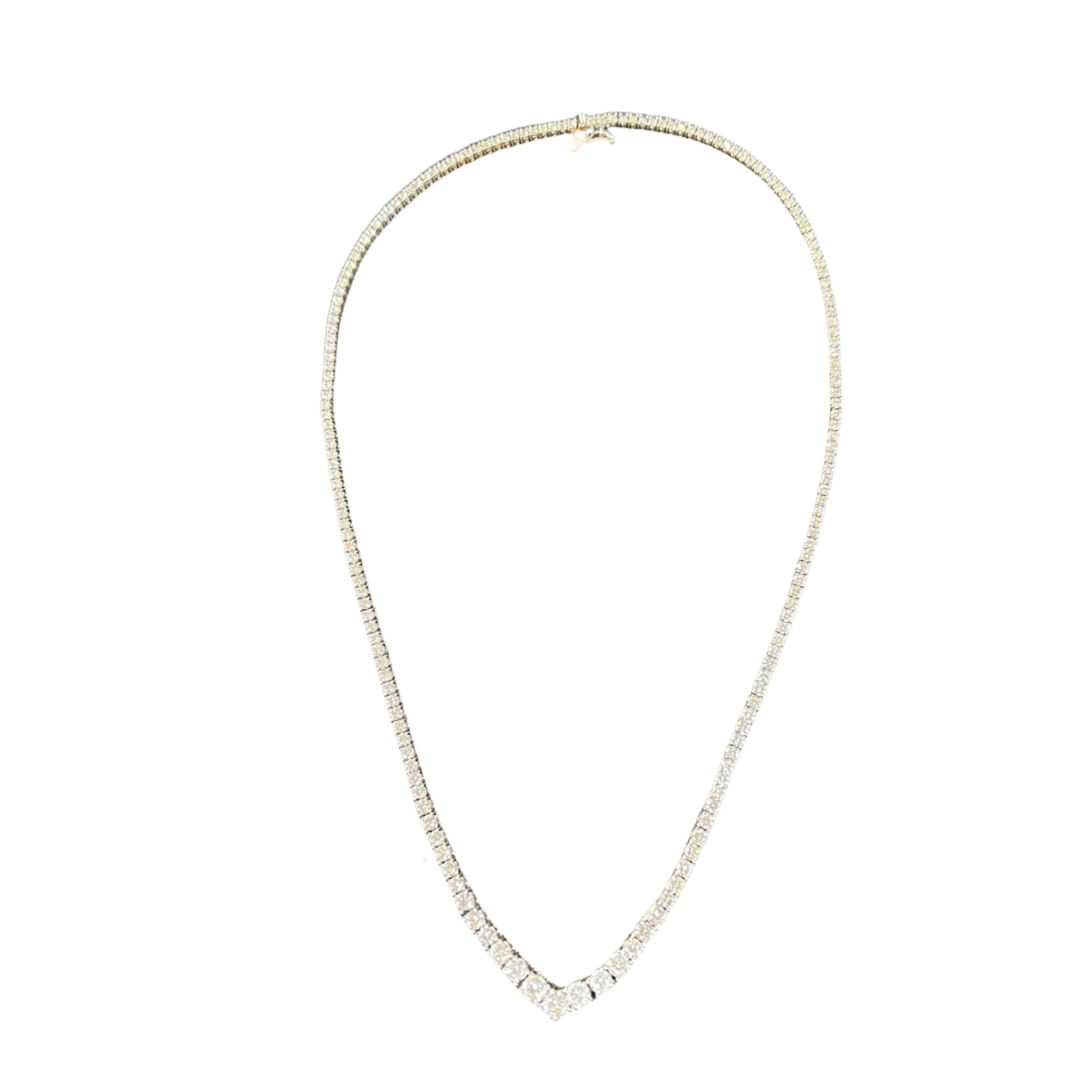 3.5CTW Diamond 14K White Gold Tennis Necklace 16”