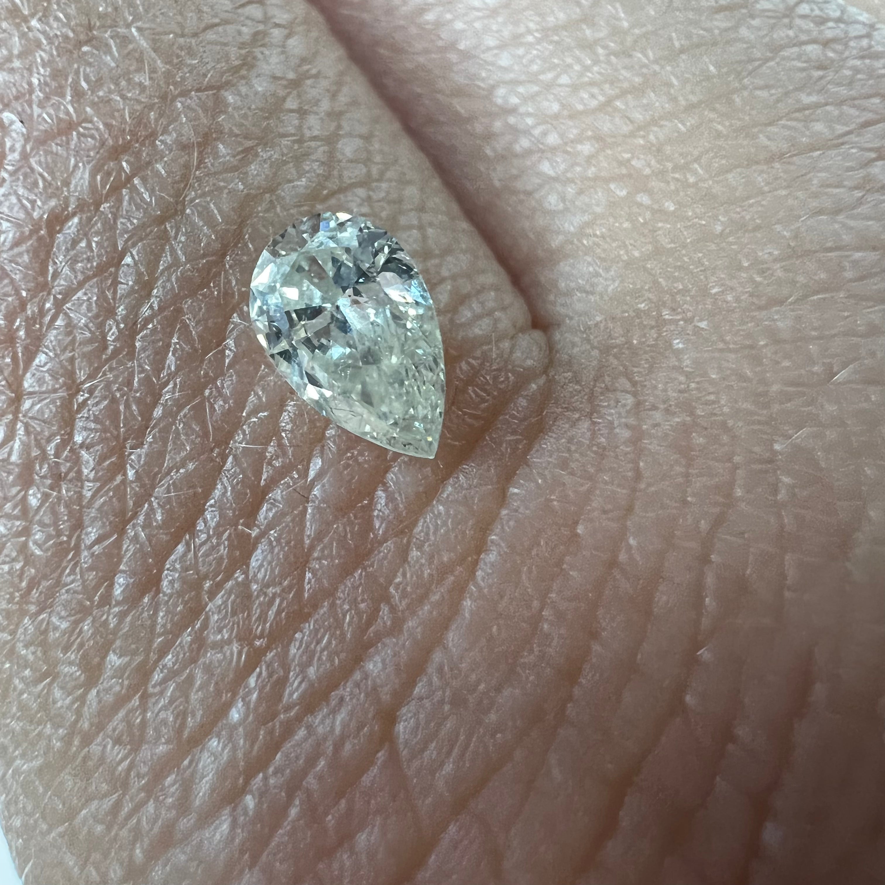 .39CT Pear Brilliant Diamond K SI2 6.32x4.03x2.35mm Natural Earth mined