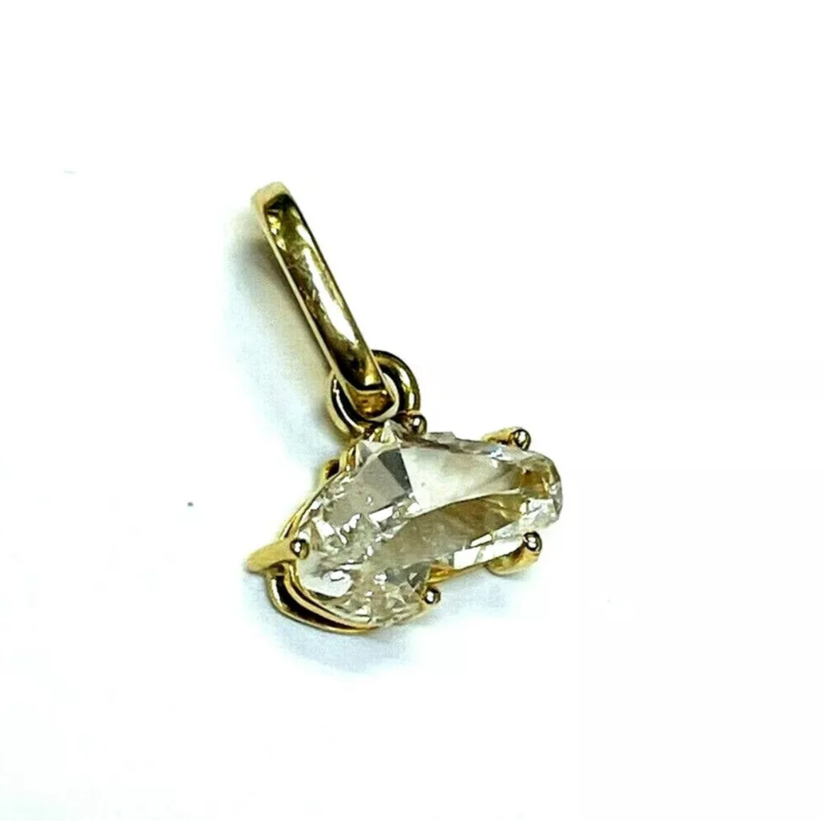 .96CT Natural Horse Head Cut Diamond Pendant G/H SI1 18K Yellow Gold