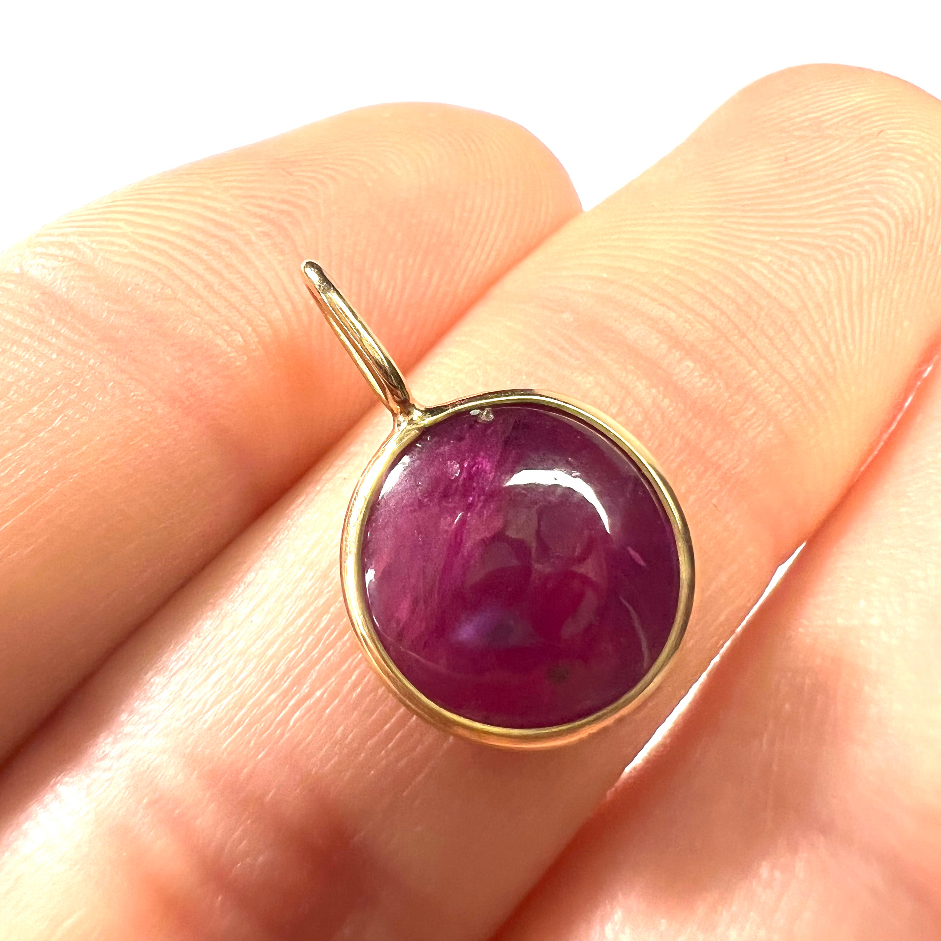 5CT Cabochon Pink Tourmaline in 18K Yellow Gold Charm Pendant 18x11mm